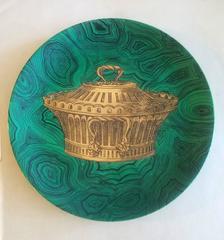 Piero Fornasetti 12 Stoviglie Malachite Plates, 1950s-1960s