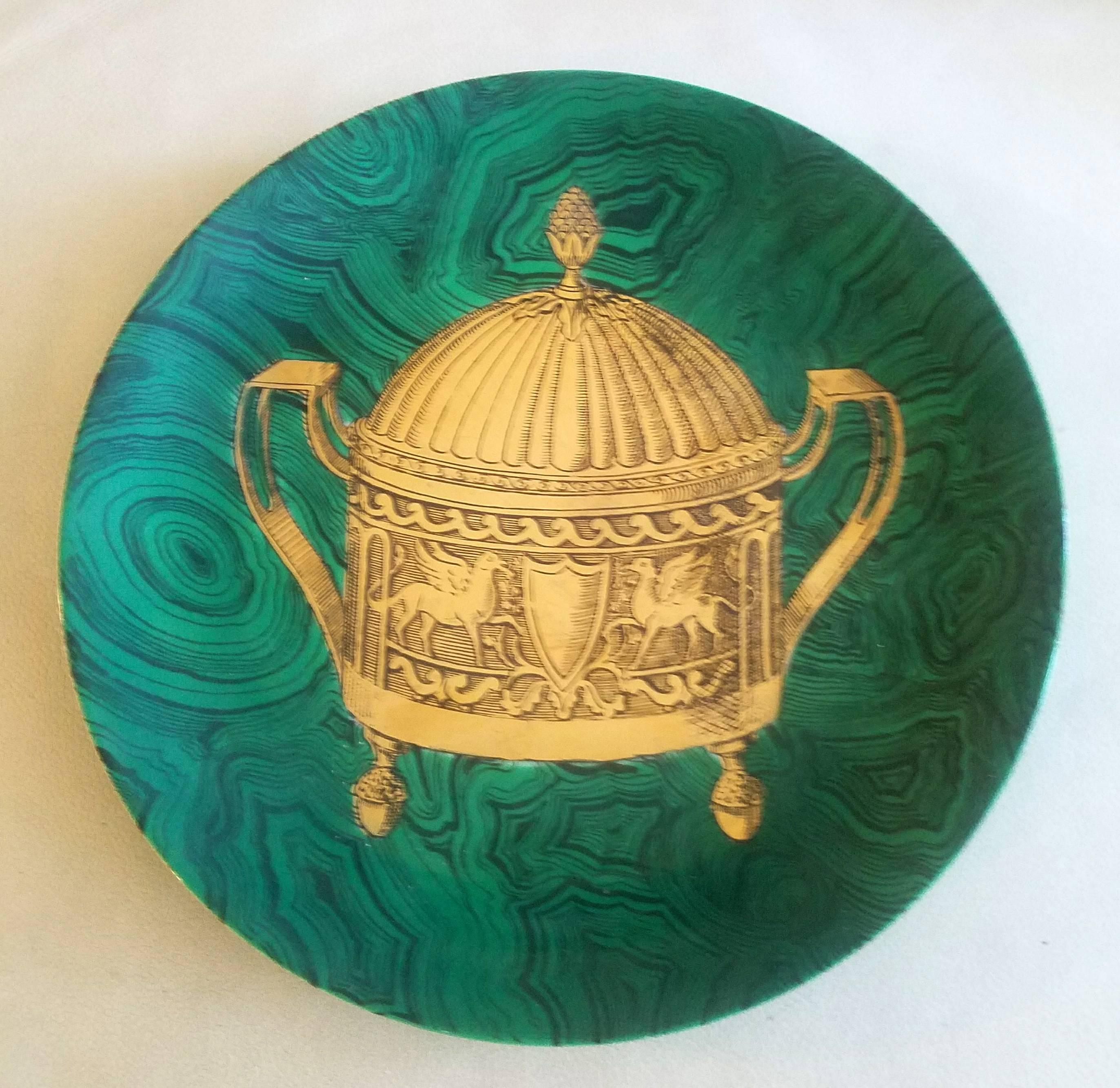 20th Century Piero Fornasetti 12 Stoviglie Malachite Plates, 1950s-1960s