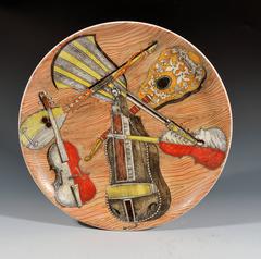 Piero Fornasetti Set of Six Strumenti Musicali Dinner Plates, 1950s-1960s