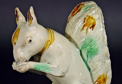 18th Century English Pottery Creamware Model of a Pet Squirrel, Ralph Wood Type