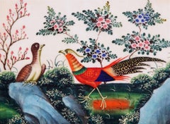 China Trade Set of 12 Pith Paper Paintings of Birds, circa 1840-1860