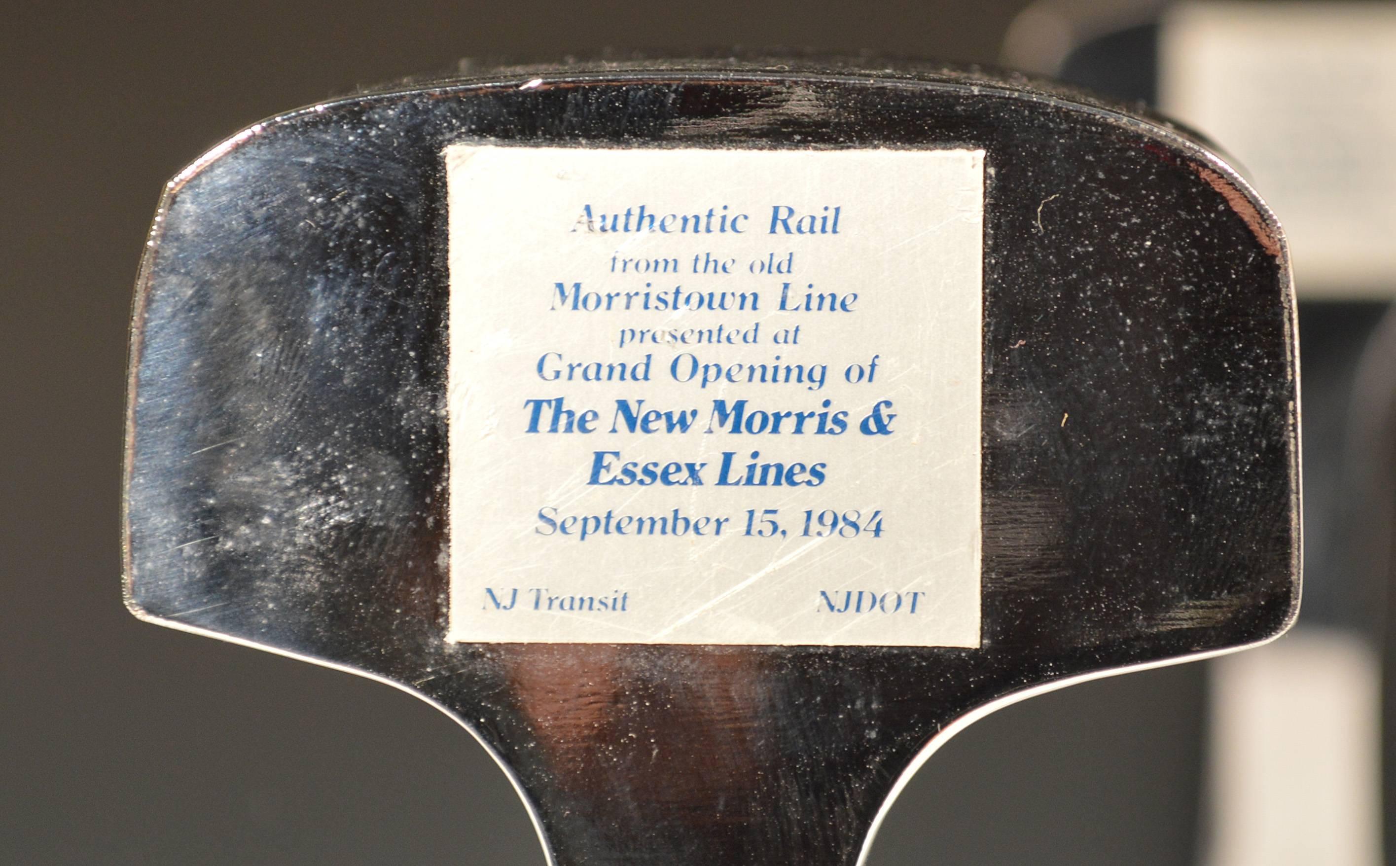 Fun present!

Midcentury chromed steel railway tie bookends, 1985

The pair of chrome-plated polished steel ties come with a foil label on the reverse reading, authentic rail from the Morristown Line presented at the grand opening of The New