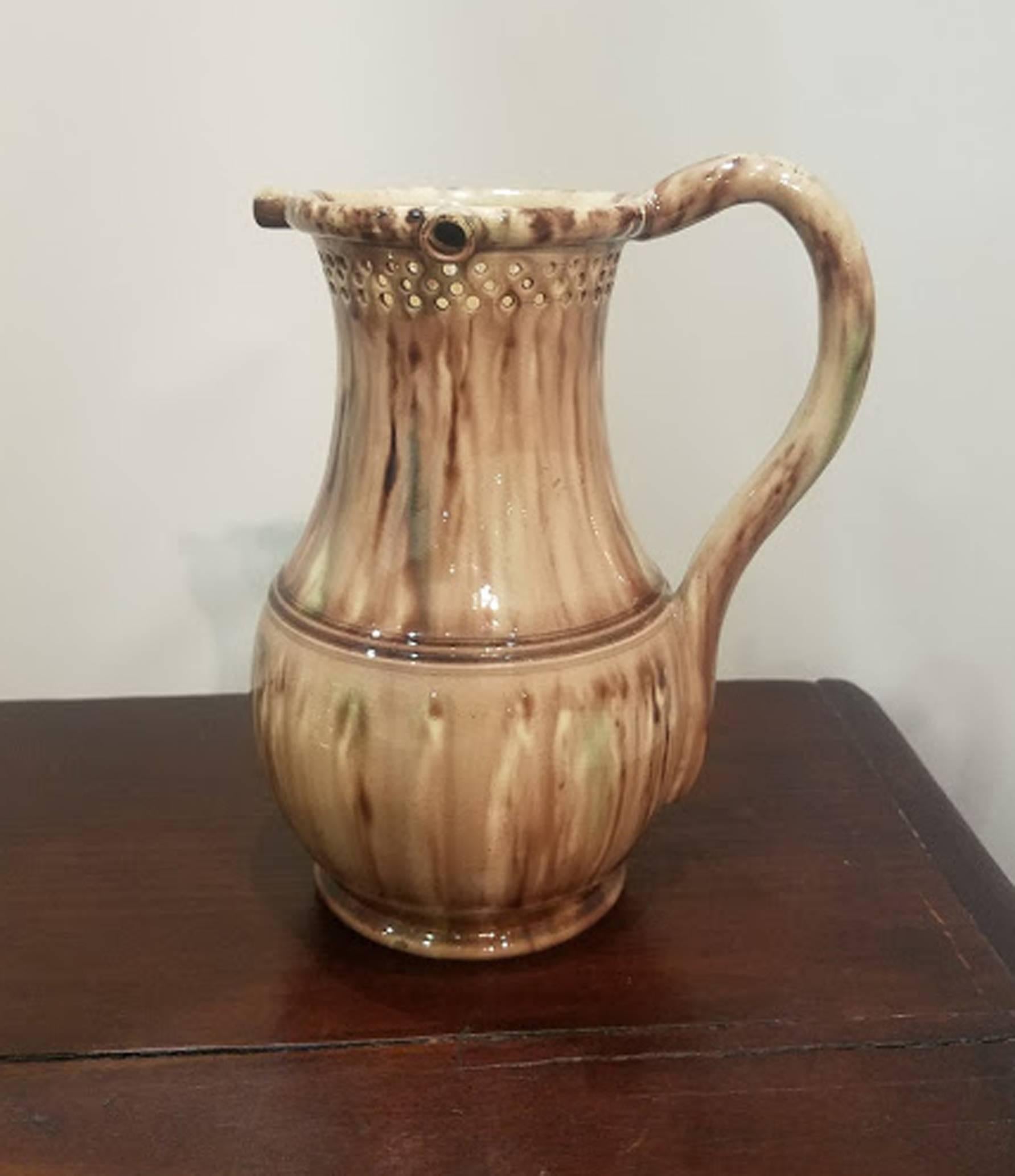 Whieldon-Type Lead-Glazed Tortoiseshell Large Puzzle Jug, circa 1765-1785 In Good Condition In Downingtown, PA