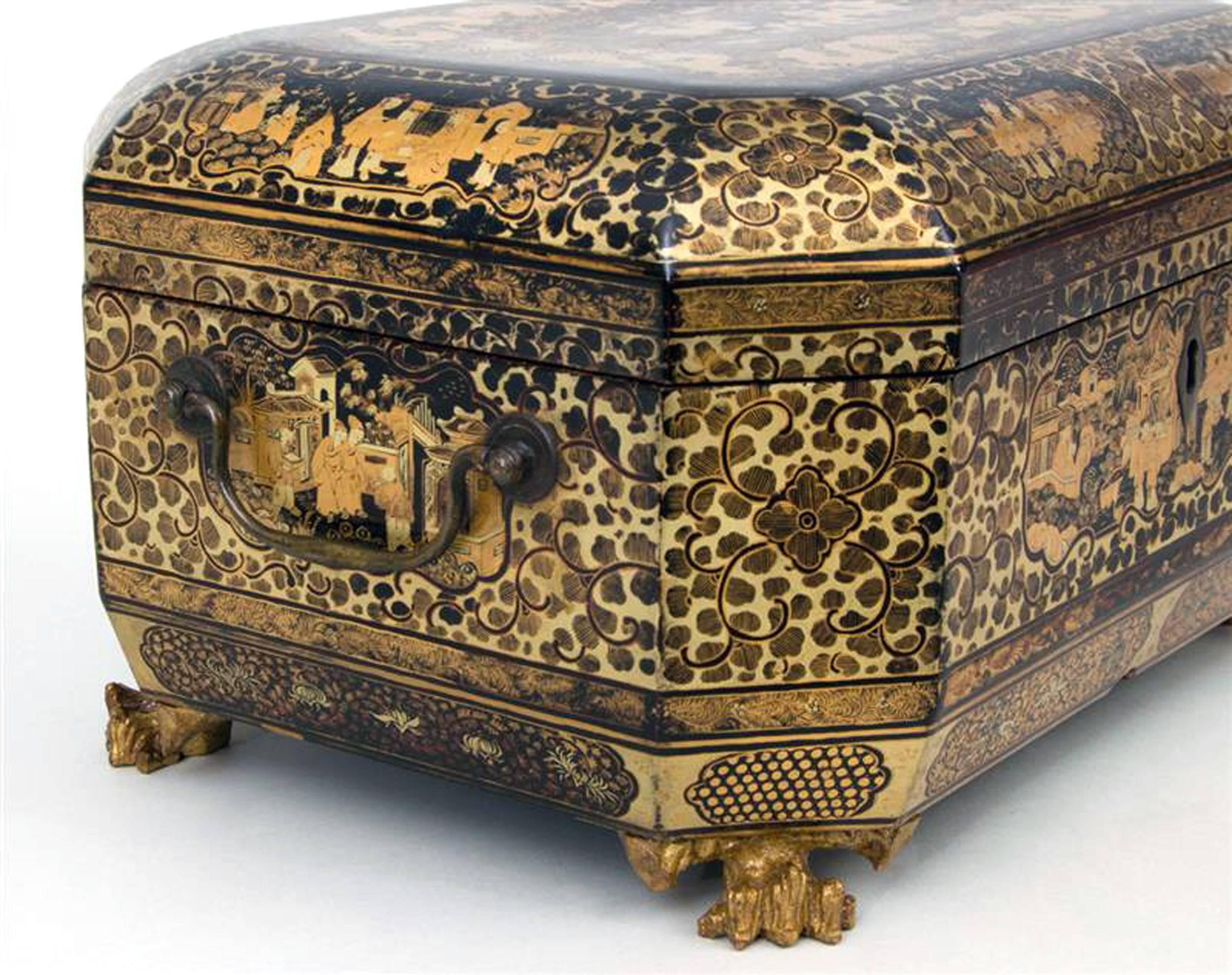 Chinese Export Lacquer Double Tea Caddy Chest, circa 1840 6