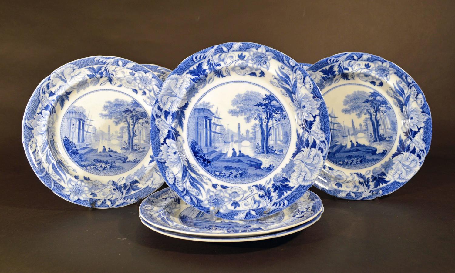 Wedgwood Pearlware Pottery Service in the Harbour Shipping Pattern. at