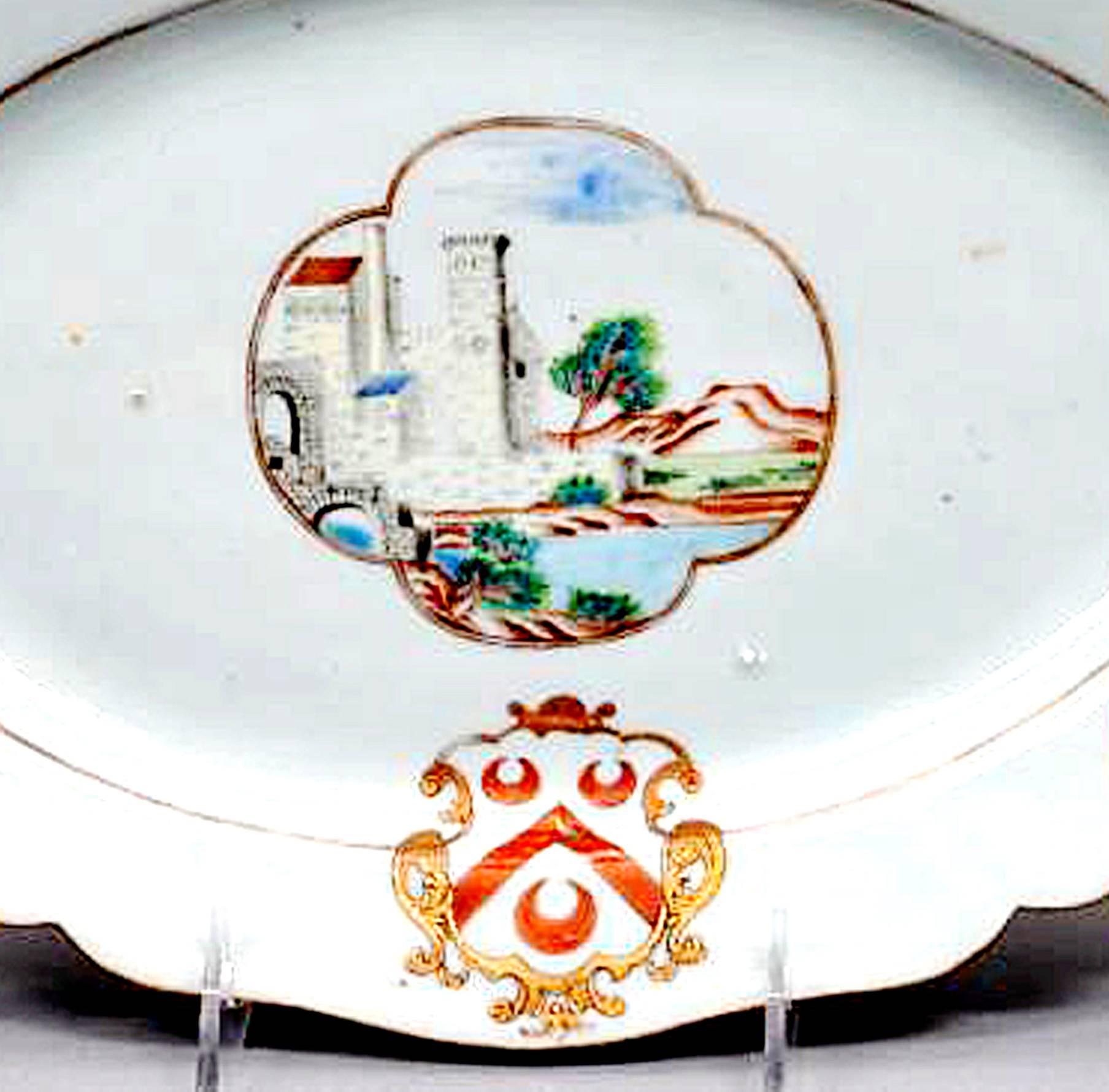 Chinesisches Export-Porzellan-Wappen, Wappen von Pole, um 1745 im Zustand „Gut“ im Angebot in Downingtown, PA