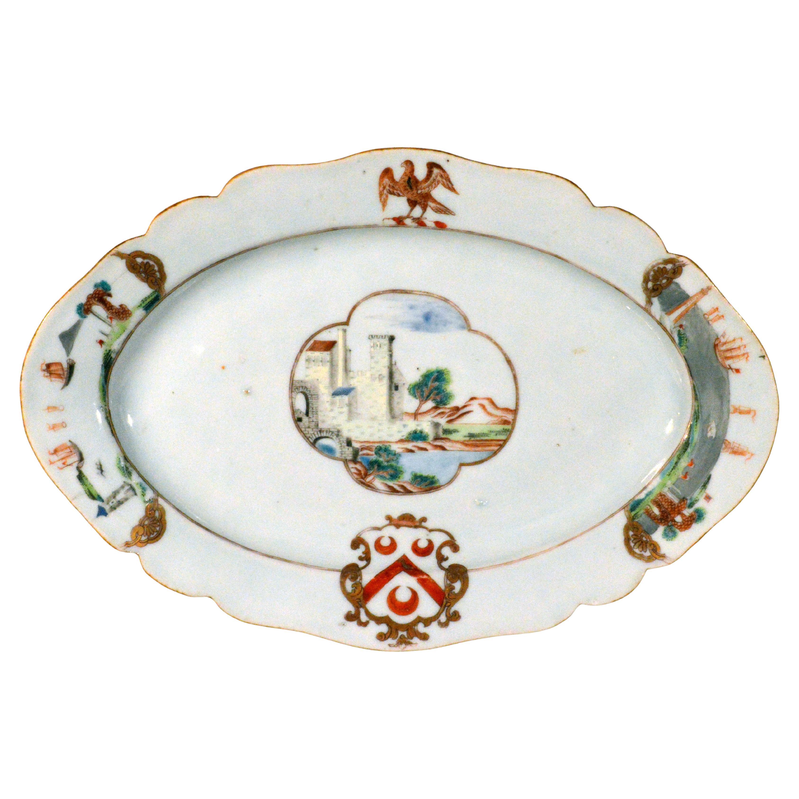 Chinese Export Armorial Porcelain Dish, Arms of Pole, circa 1745