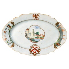 Chinese Export Armorial Porcelain Dish, Arms of Pole, circa 1745