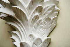 Large White Plaster Wall Sconces after Serge Roche, 1960s