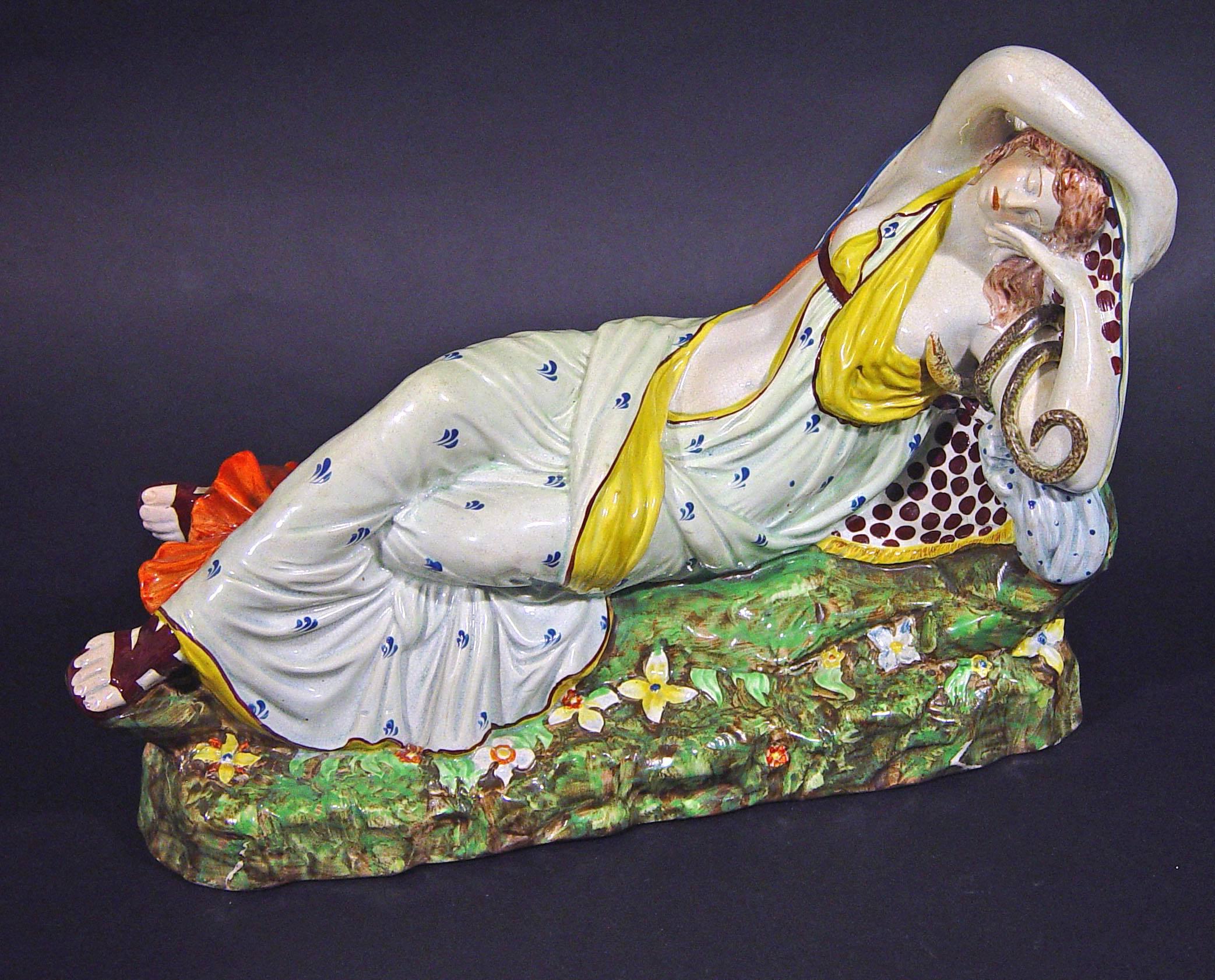 Staffordshire Pearlware Pottery Figures of Antony and Cleopatra In Excellent Condition In Downingtown, PA