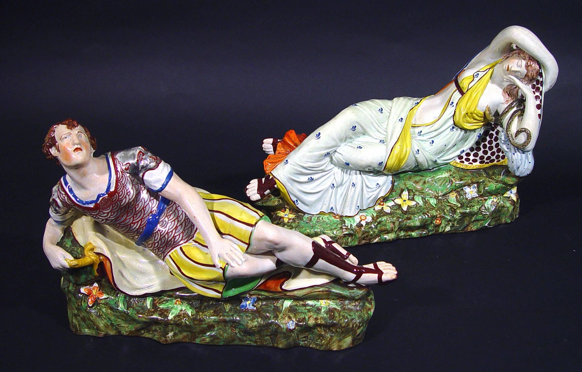 Staffordshire Pearlware Pottery Figures of Antony and Cleopatra 1