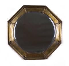 Italian Octagonal Hammered Brass Wall Mirror, Early 20th Century