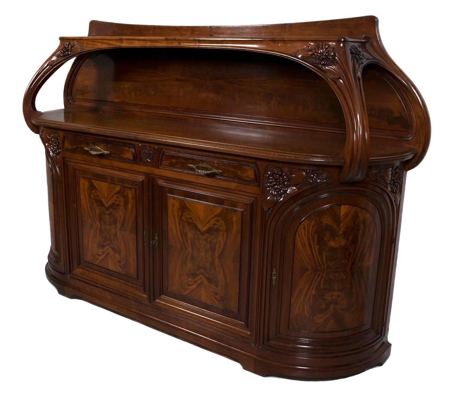 Louis Majorelle French Art Nouveau Mahogany Sideboard 