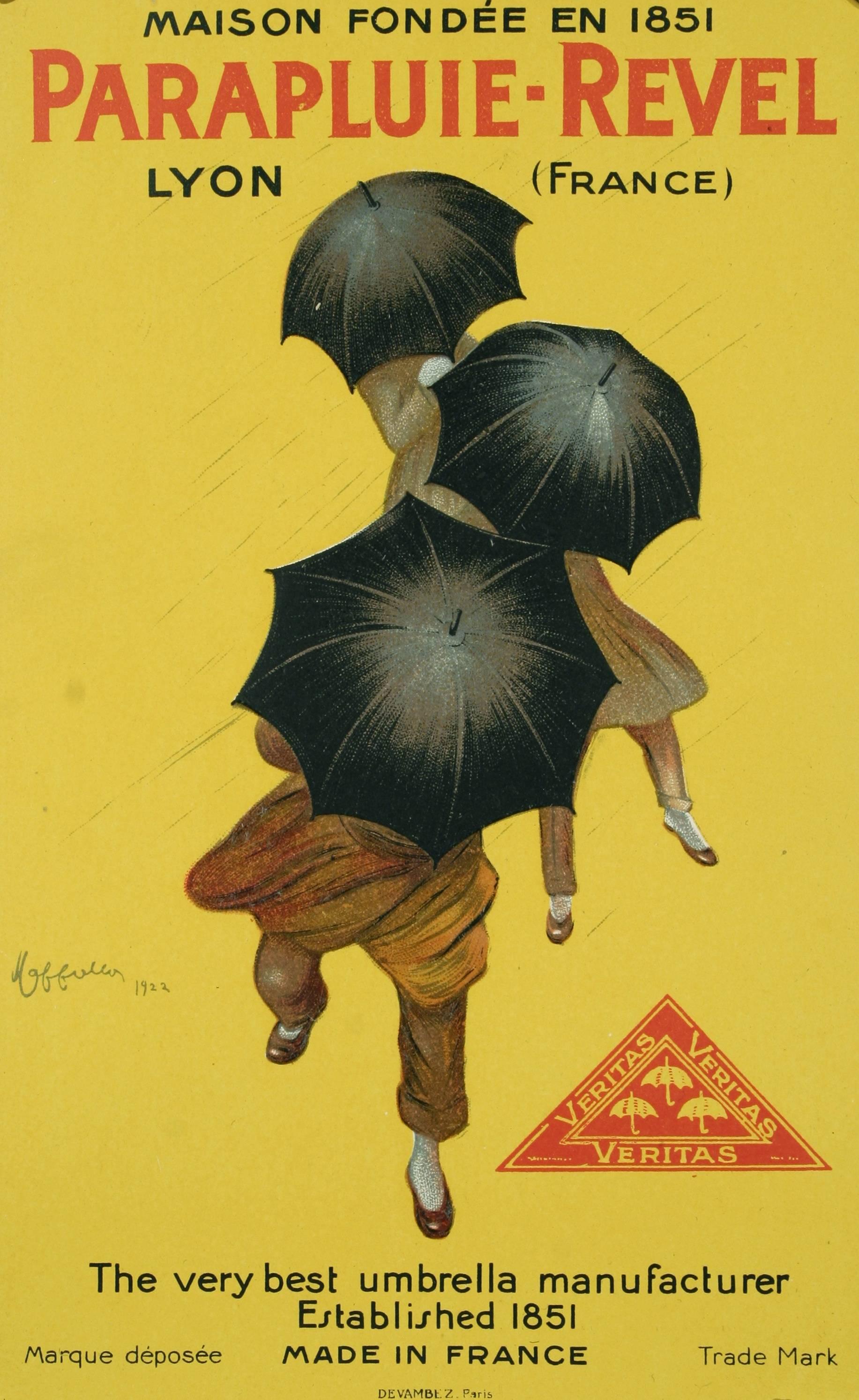 Miniature French Umbrella Poster by Leonetto Cappiello, 1922 In Excellent Condition In Chicago, IL