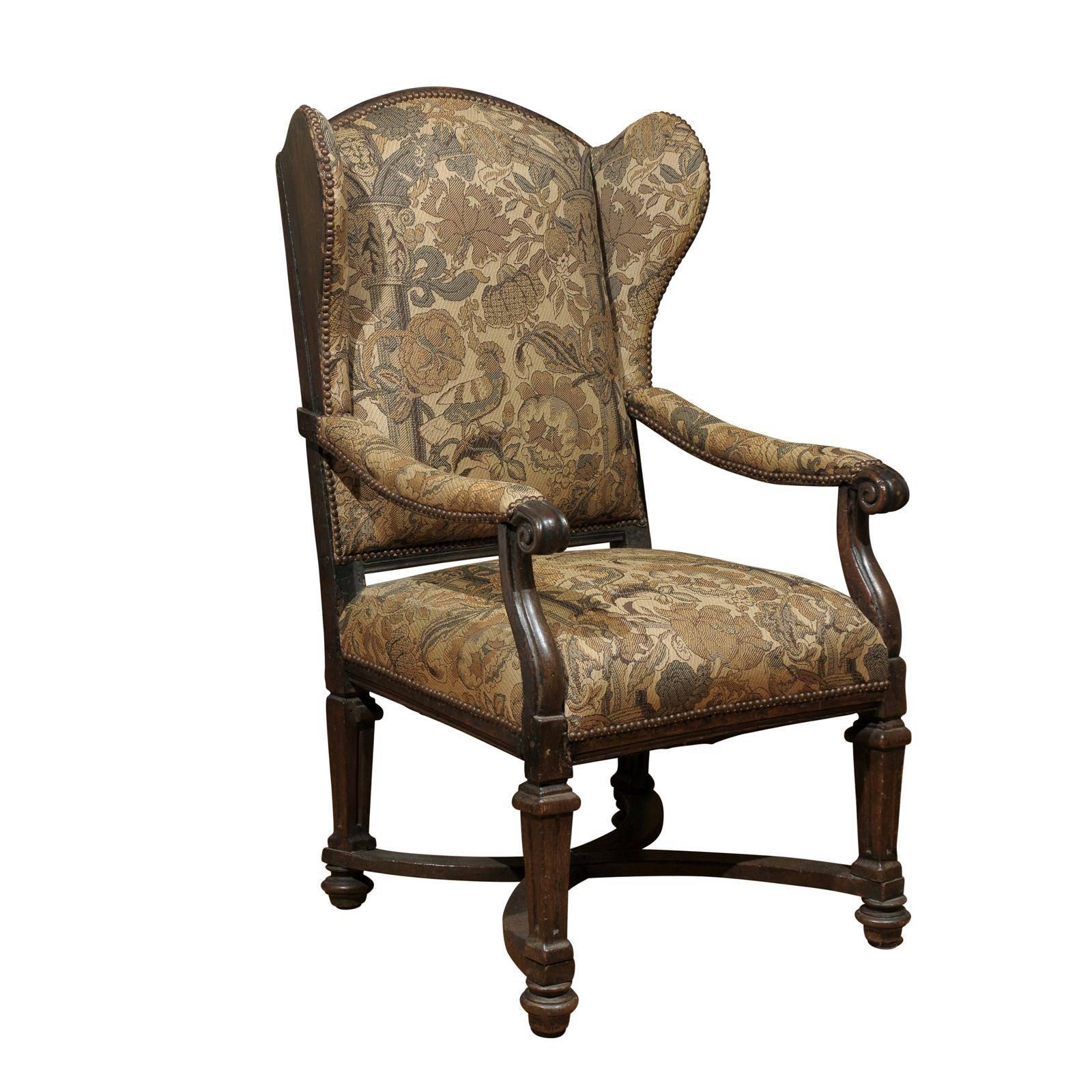 18th Century English Upholstered Wingback Chair
