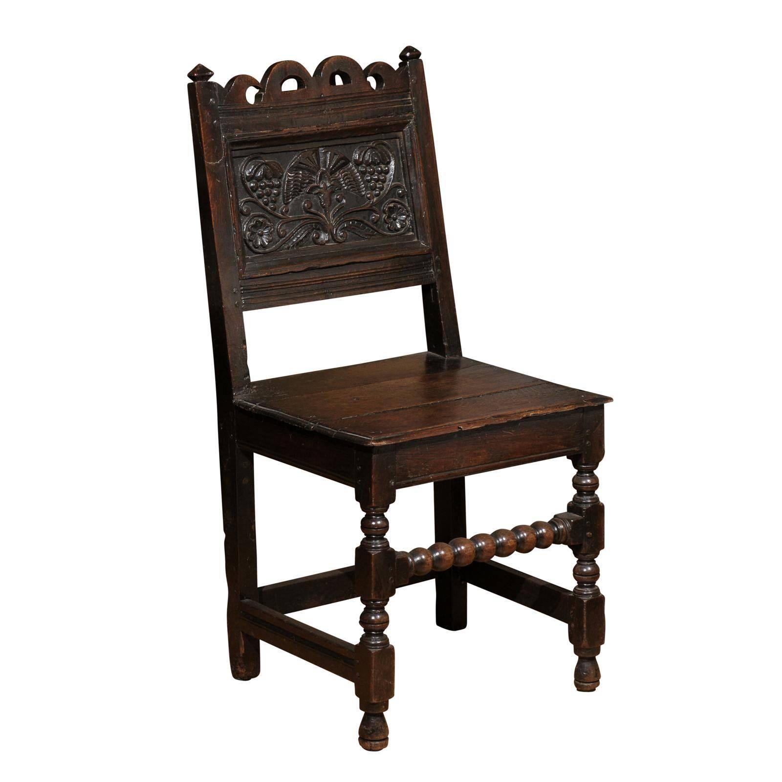 17th Century Jacobean Oak Chair For Sale