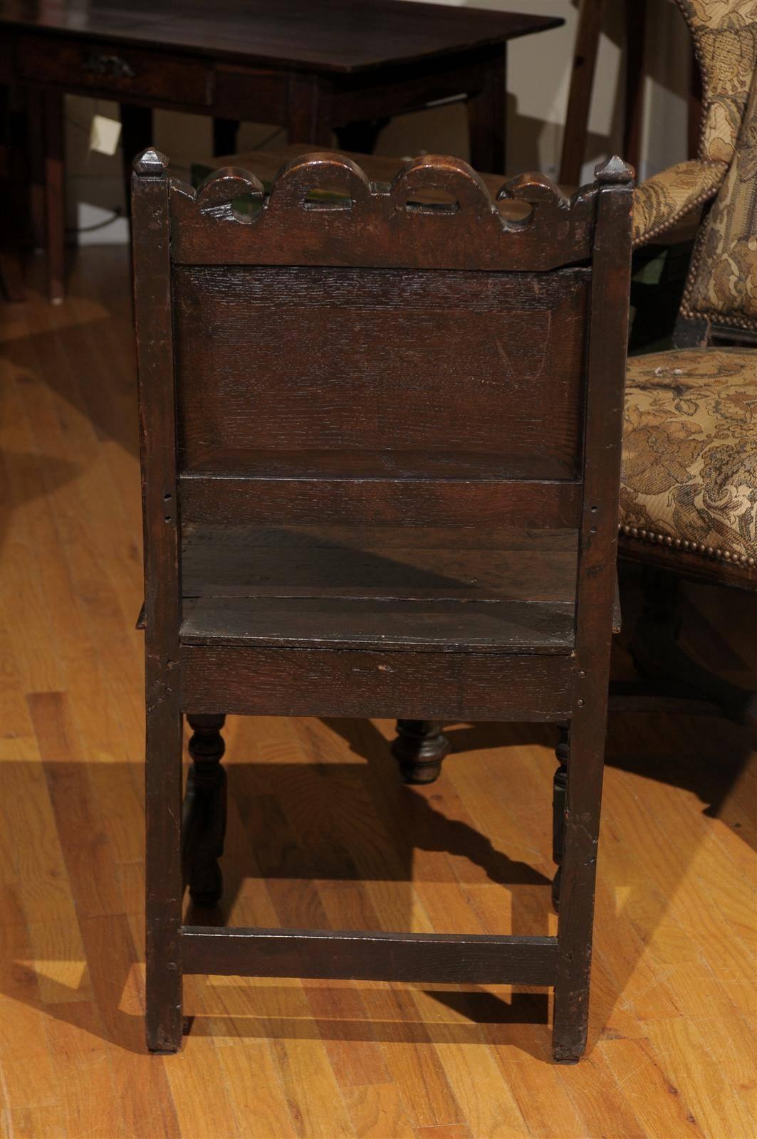 18th Century and Earlier 17th Century Jacobean Oak Chair For Sale
