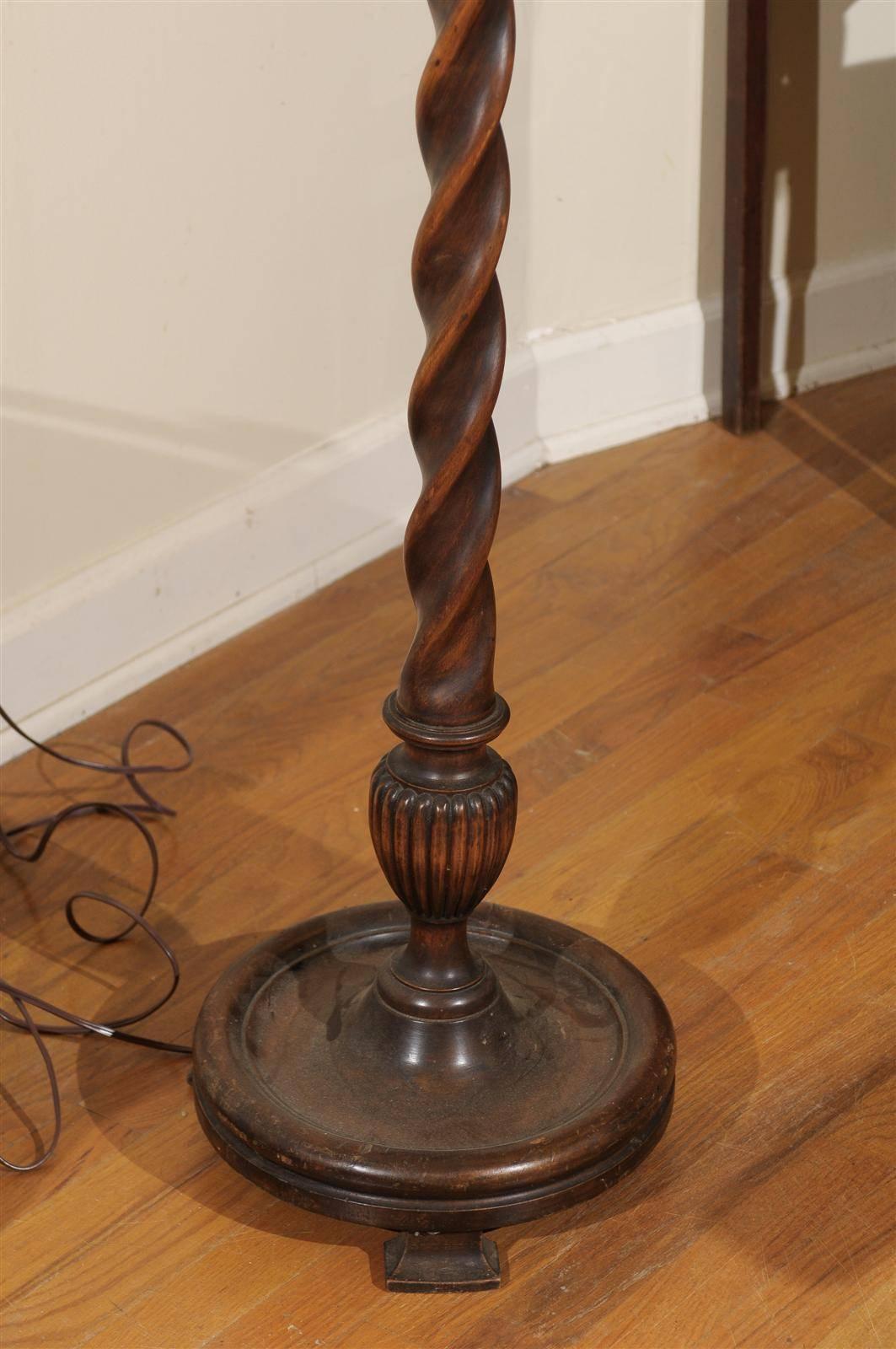 Turned English Barley Twist Floor Lamp, 20th Century