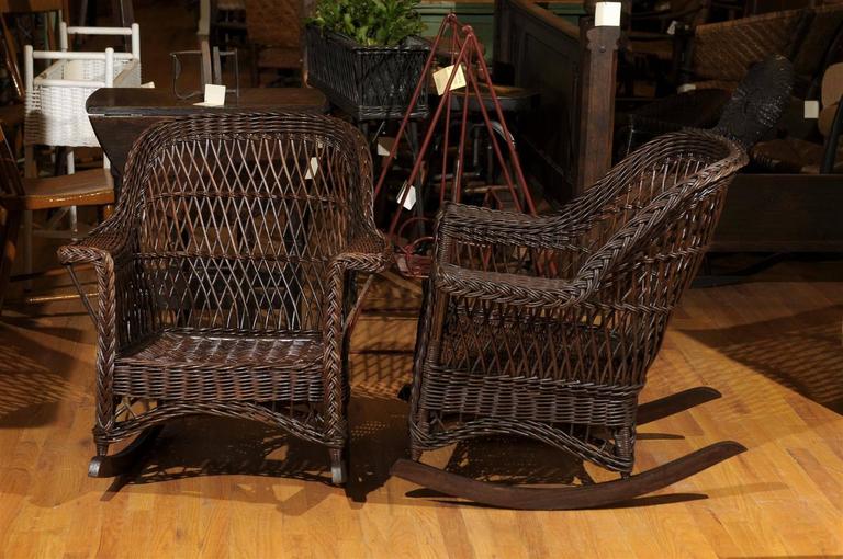 Heywood-Wakefield Pair of Wicker Rockers at 1stDibs