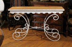 French Baking Table with Wooden Top