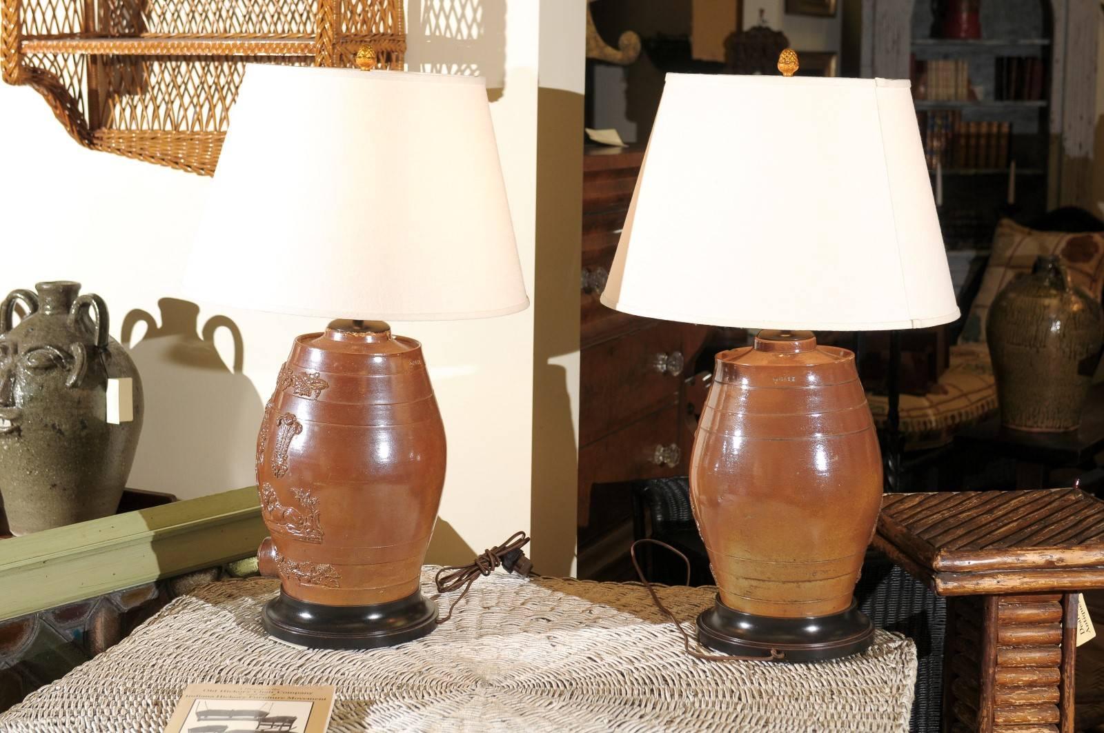 Pair of English Salt Glazed Water Filter Lamps 2