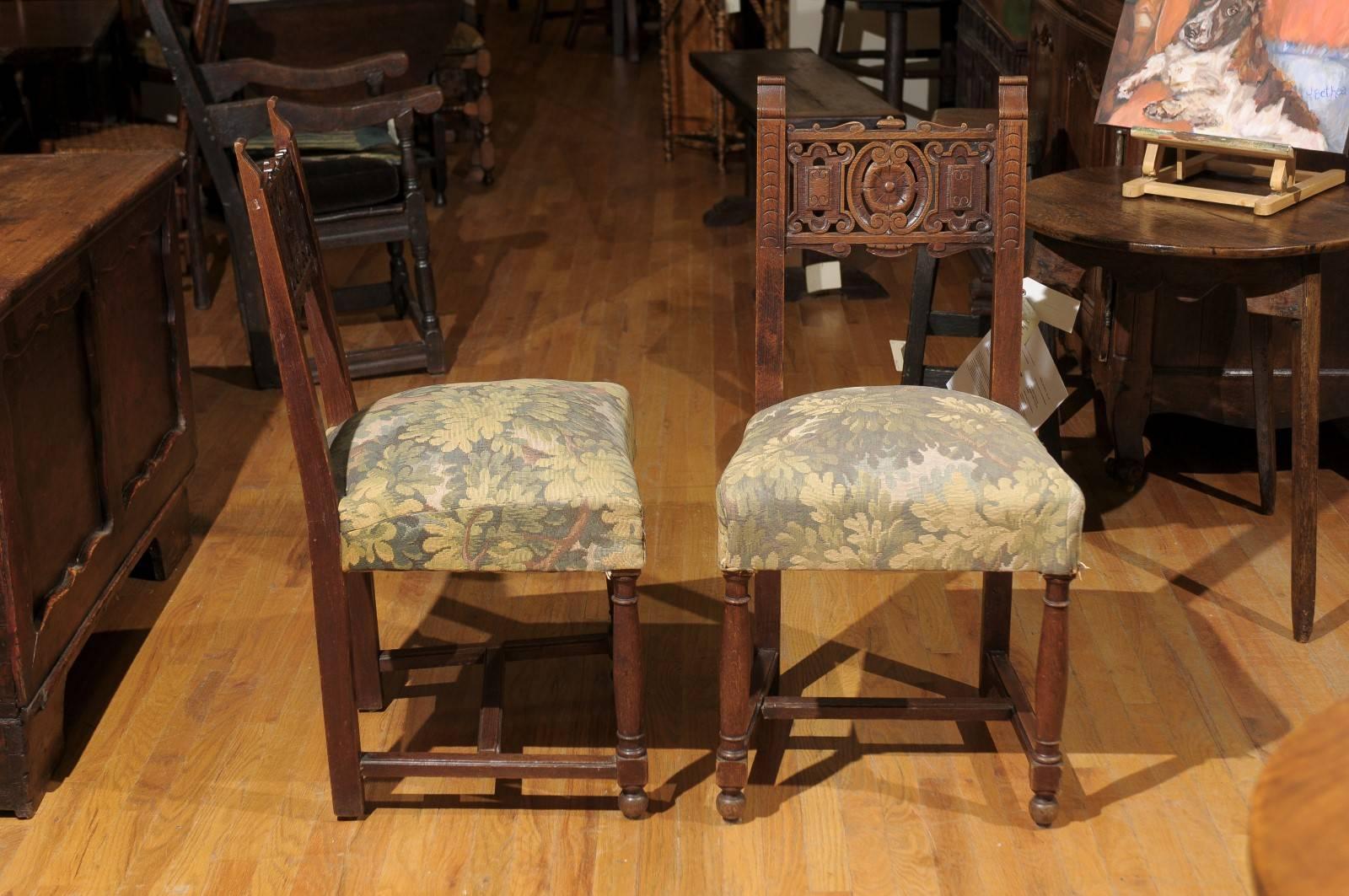 Pair of Upholstered Oak Chairs 3