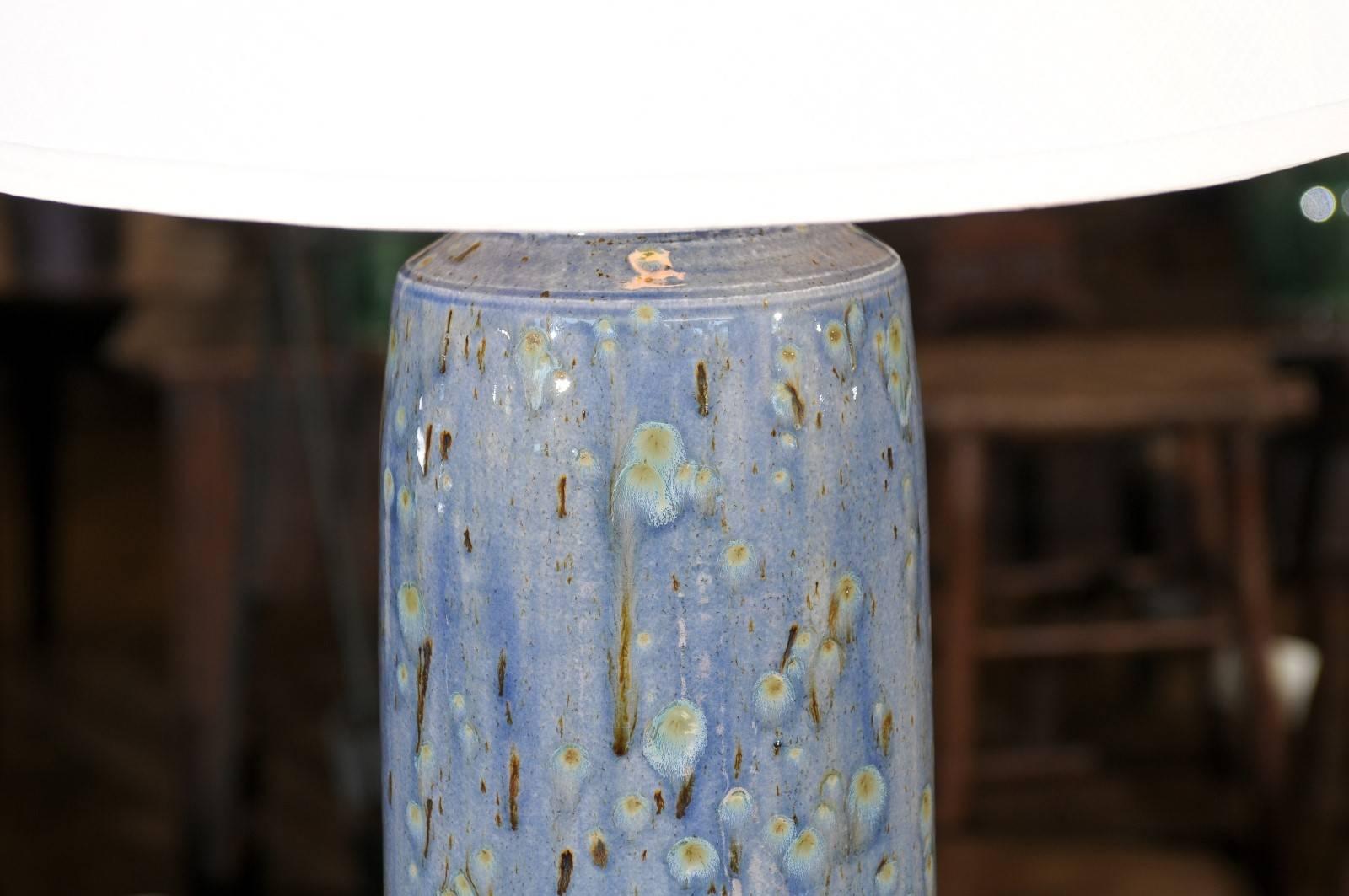 Country Pair of Charlie West Pottery Lamps