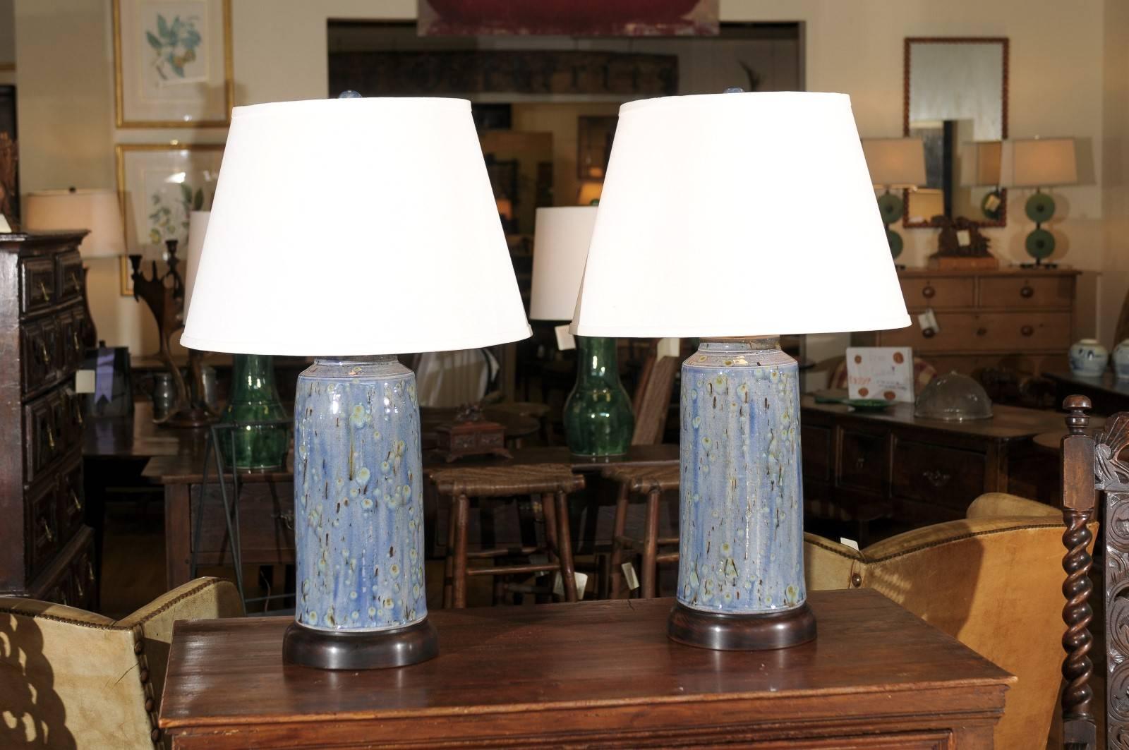 These fabulous lamps are hand-turned and glazed by North Georgia potter, Charlie West. Charlie West has been a potter since 1986. All of his lamps are unique. They may be ordered in different shapes and glazes.