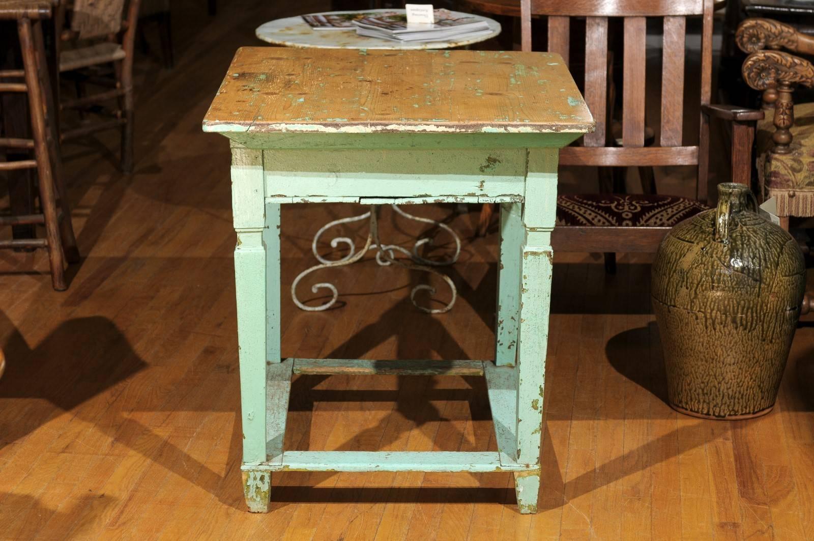 Hand-Crafted Painted Pine Table For Sale