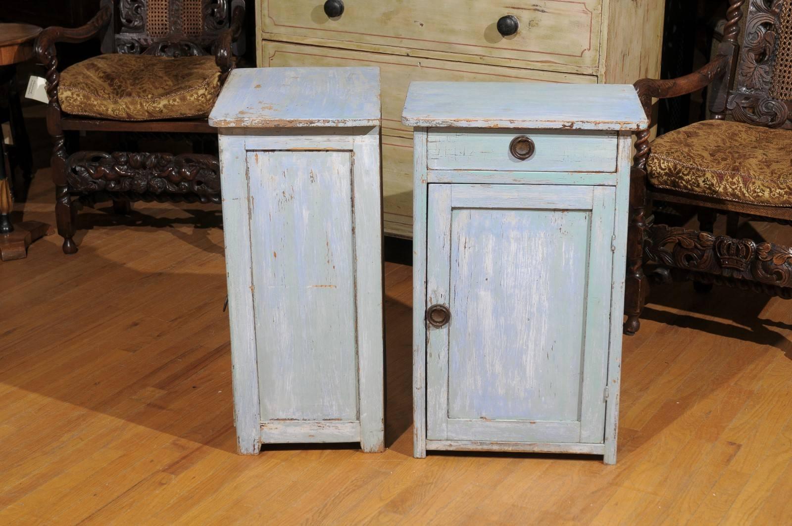 Hand-Crafted Late 19th Century beside Cupboards with Original Paint