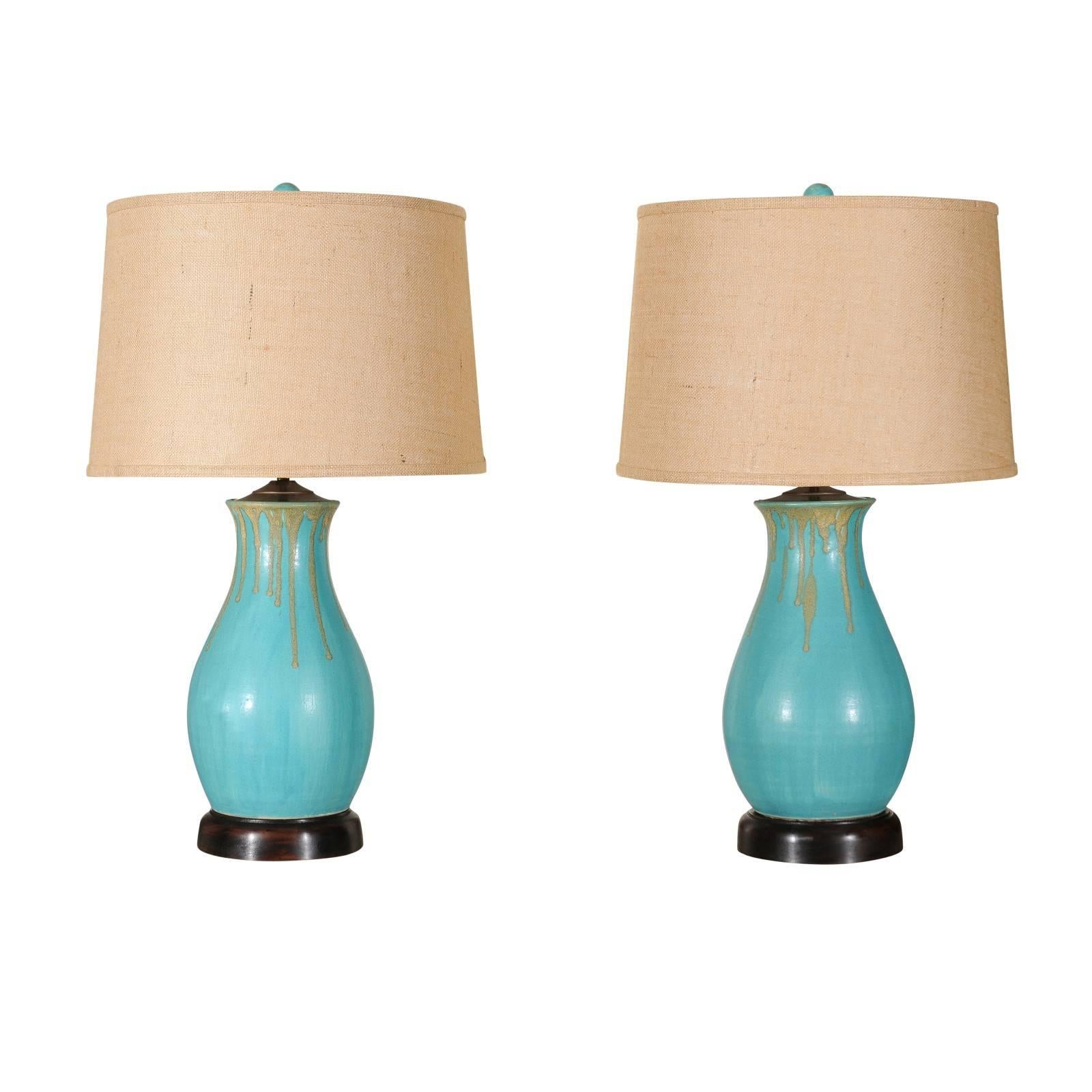 Pair of Charlie West Pottery Lamps For Sale