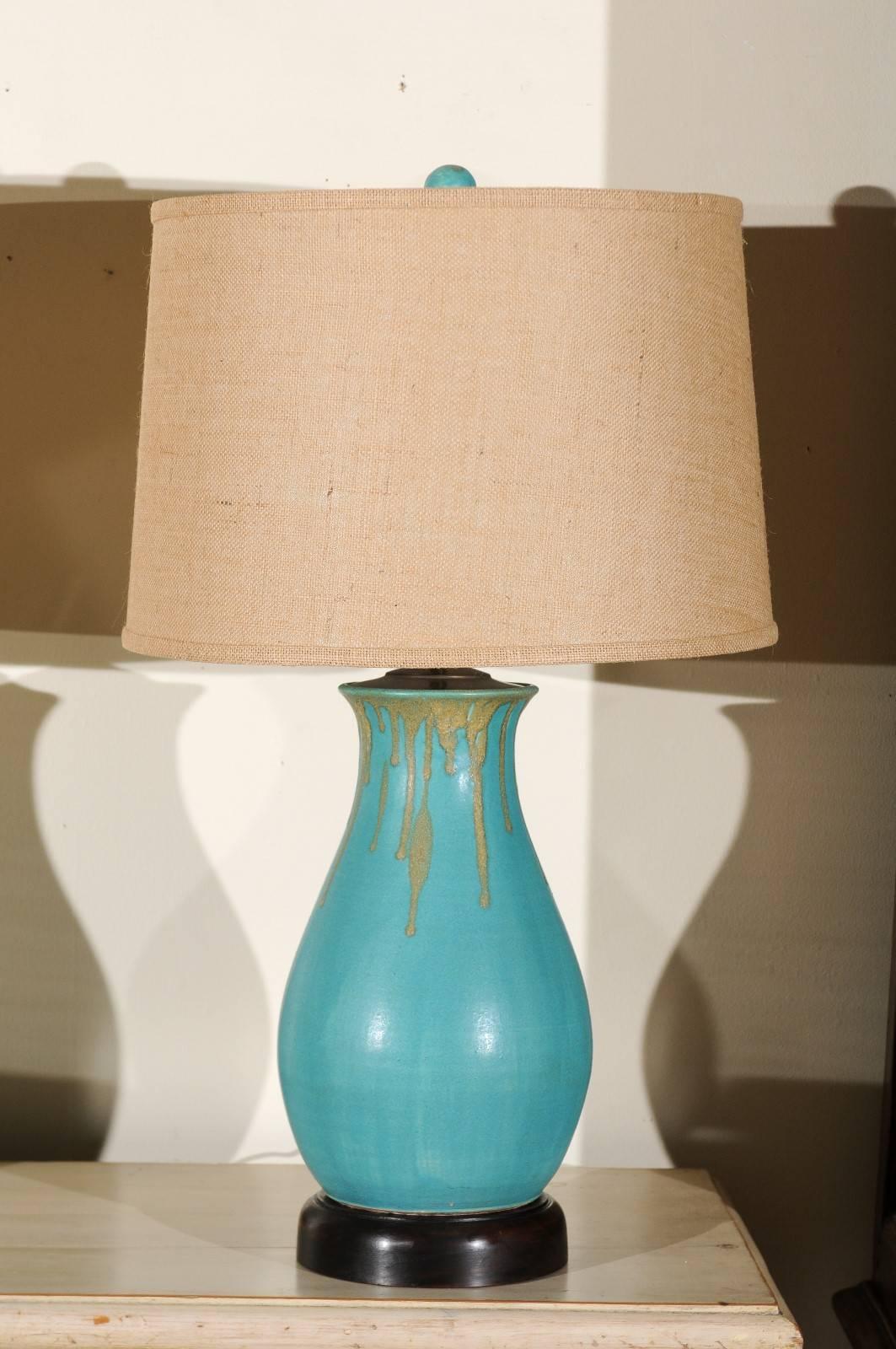 Hand-Crafted Pair of Charlie West Pottery Lamps For Sale