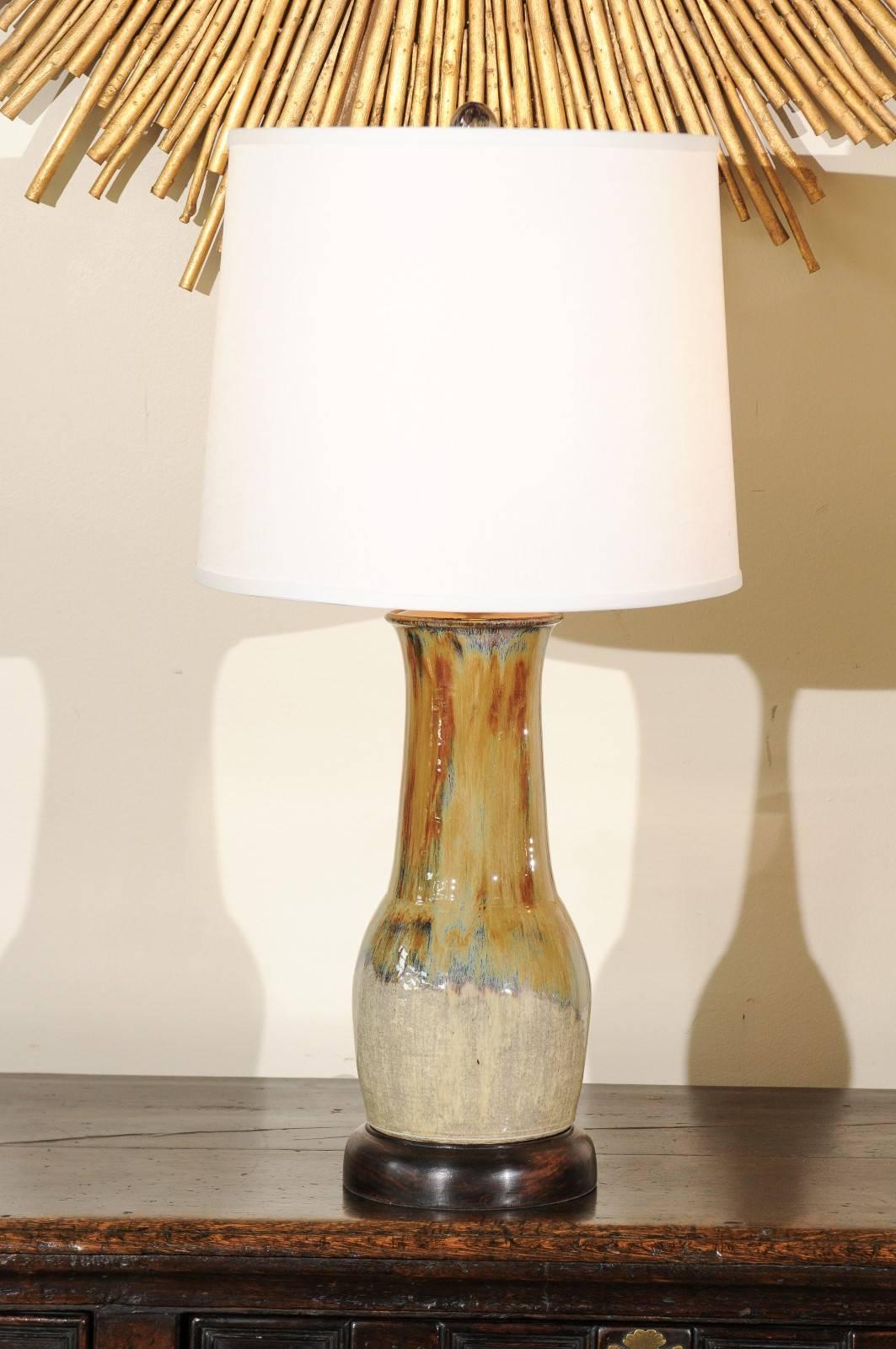 Hand-Crafted Pair of Hand-Thrown Lamps by Charlie West