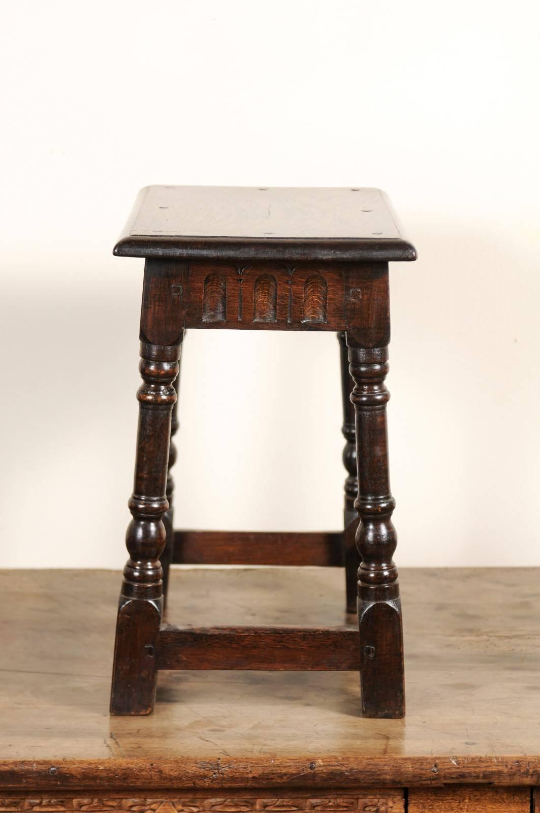 Hand-Carved English Joint Stool