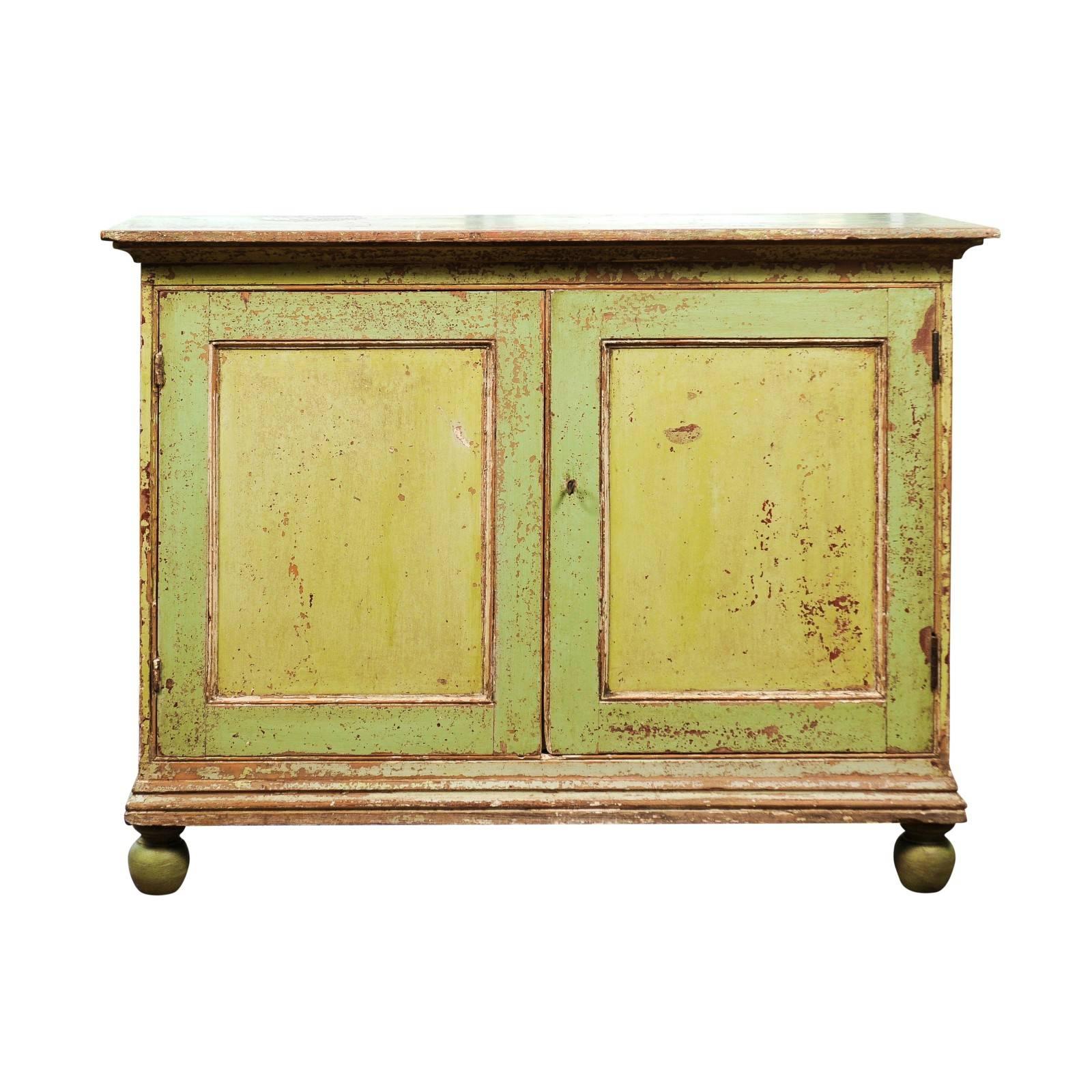 19th Century English Original Painted Cupboard For Sale at 1stDibs