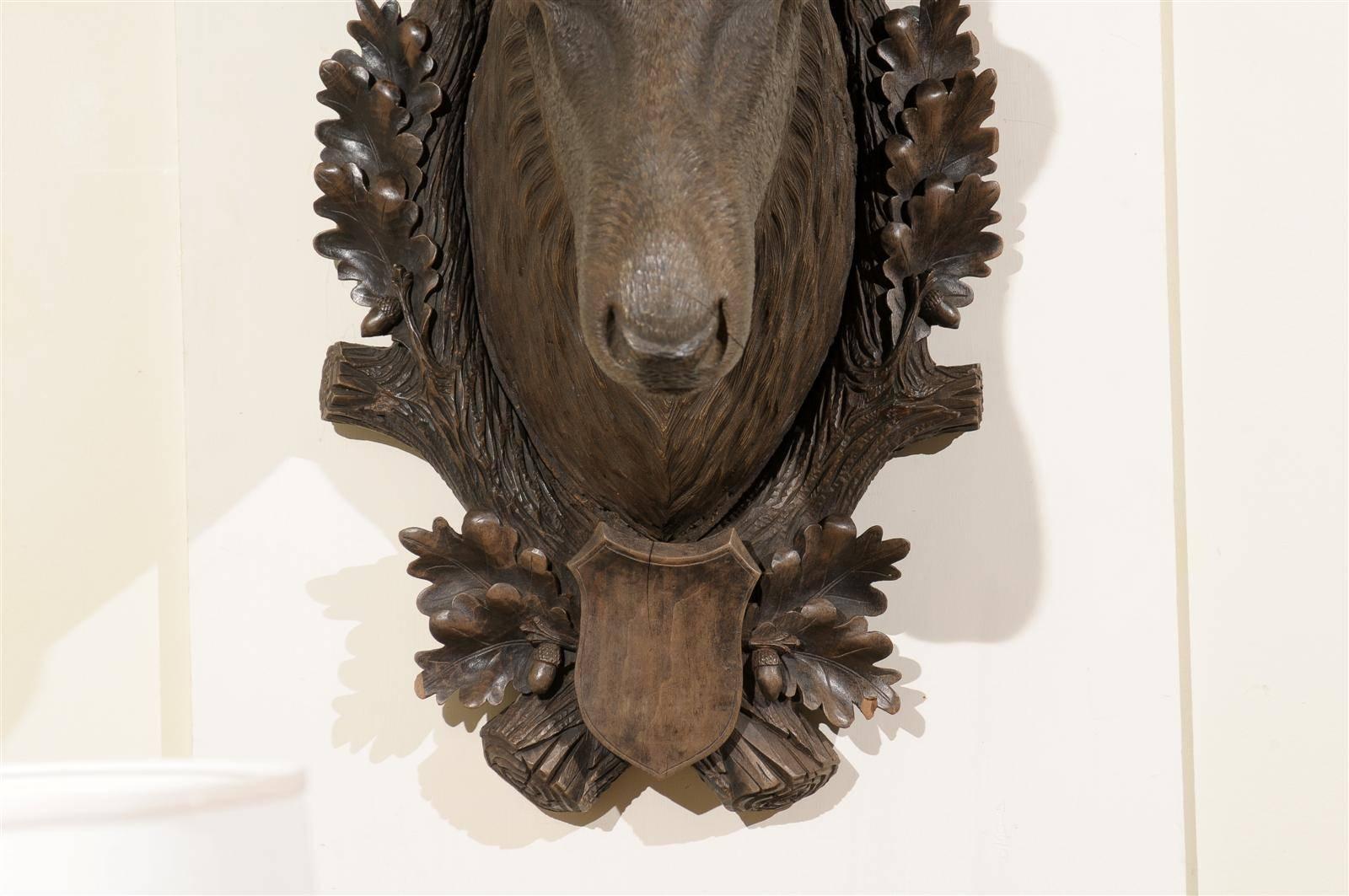Large Black Forest Stag Head Sculpture, circa 19th c In Good Condition In Atlanta, GA