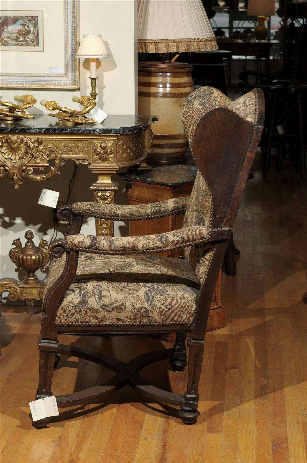 18th Century and Earlier 18th Century English Upholstered Wingback Chair