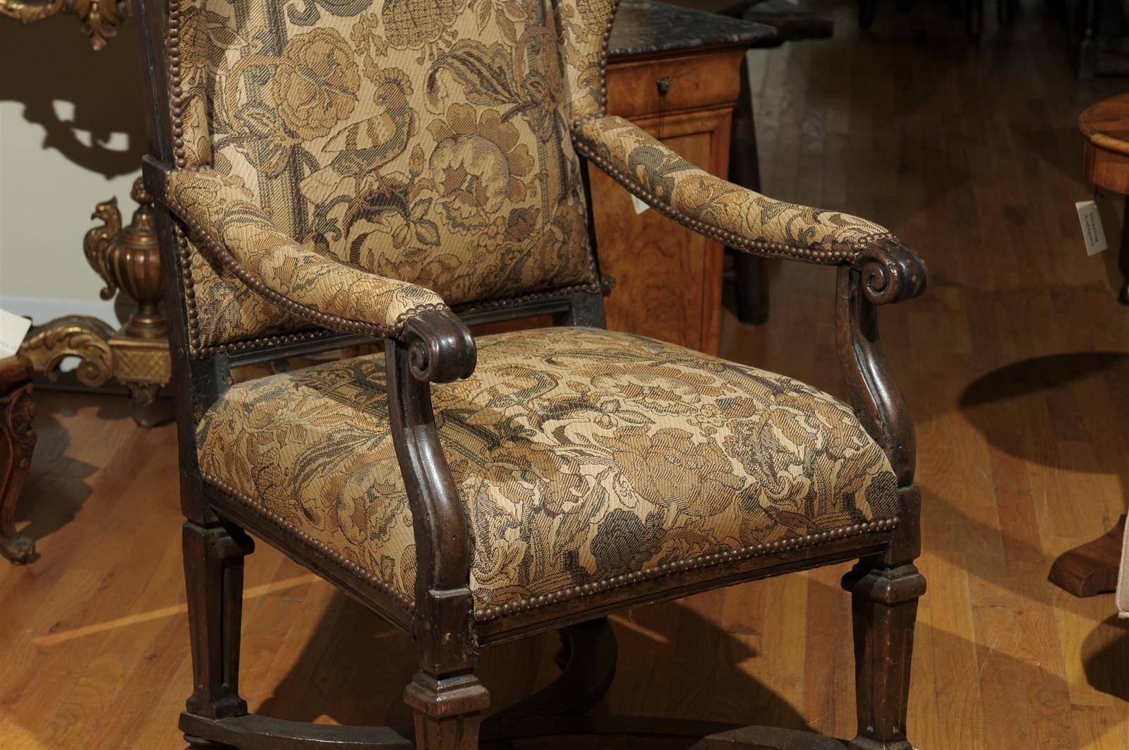 18th Century English Upholstered Wingback Chair 1