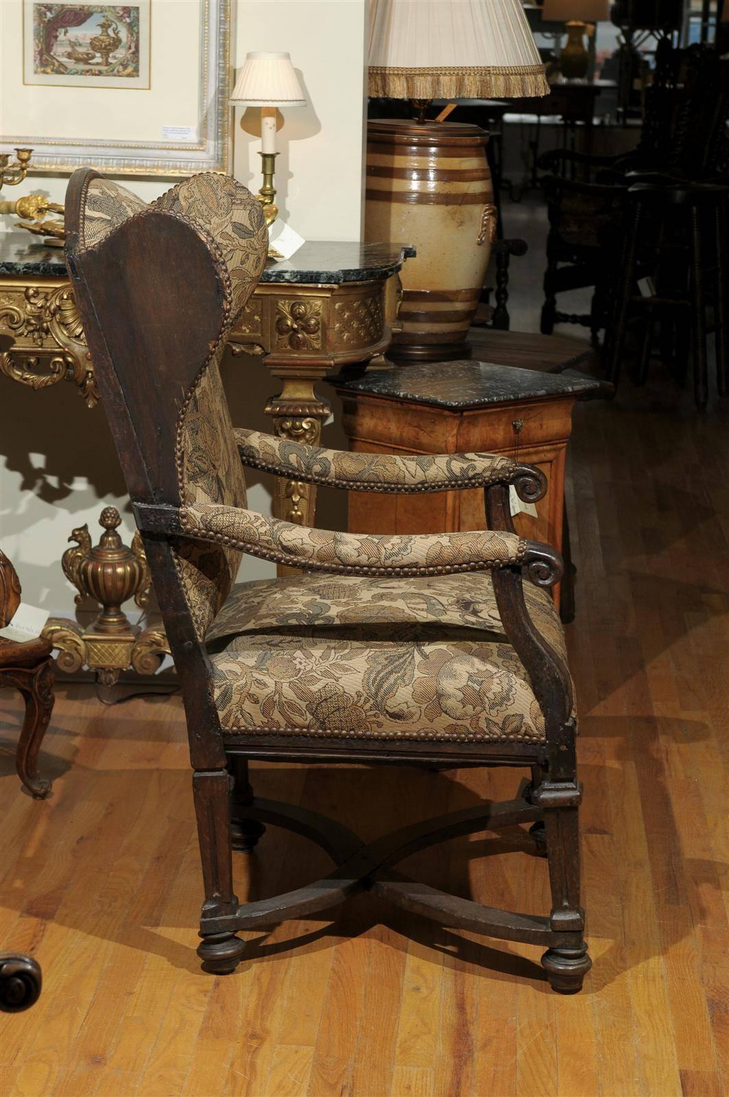 18th Century English Upholstered Wingback Chair 2