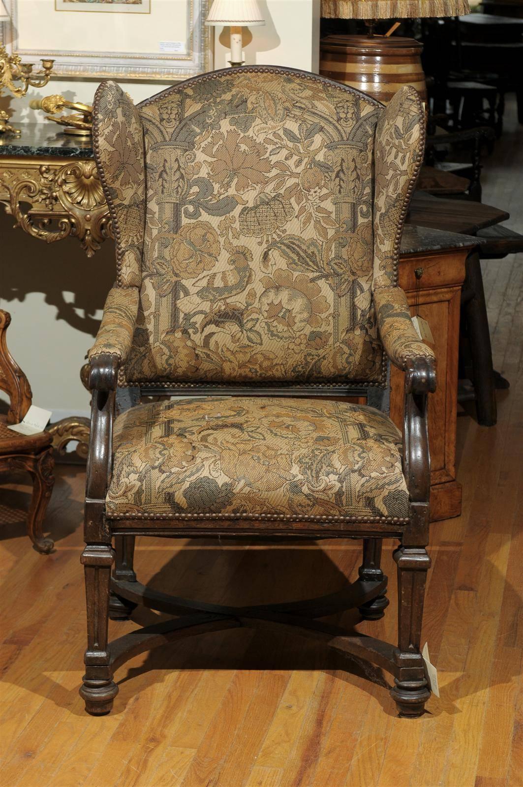 18th Century English Upholstered Wingback Chair 3