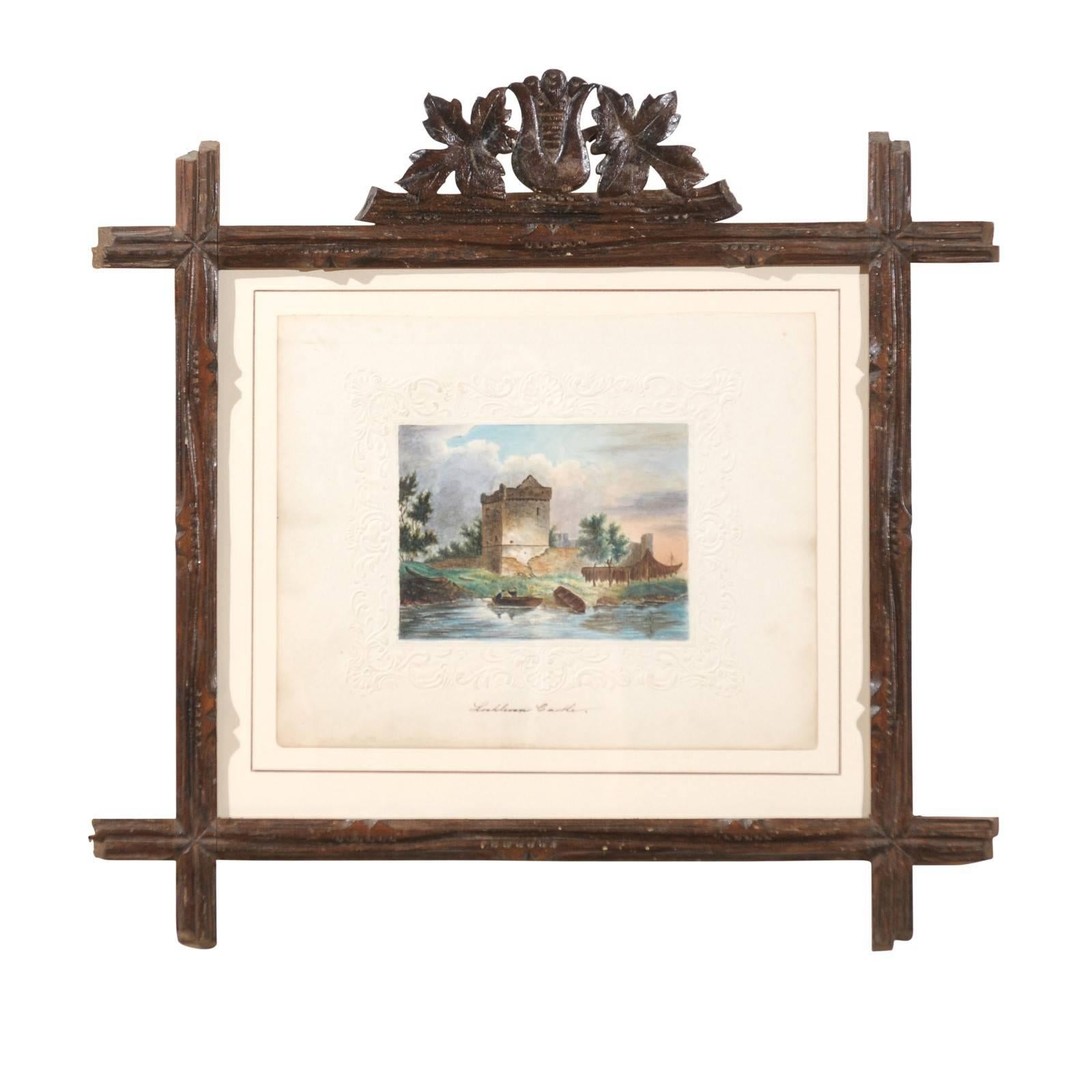 Water Color in Black Forest Frame For Sale