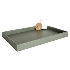 Leather Tray, Large A Rectangular Tray, Handmade in Brazil - Color: Military