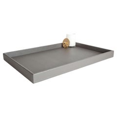 Leather Tray, Large B Retangular Tray, Handmade - Color: Zinc