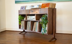 Walnut Vinyl Storage  Stereo Console