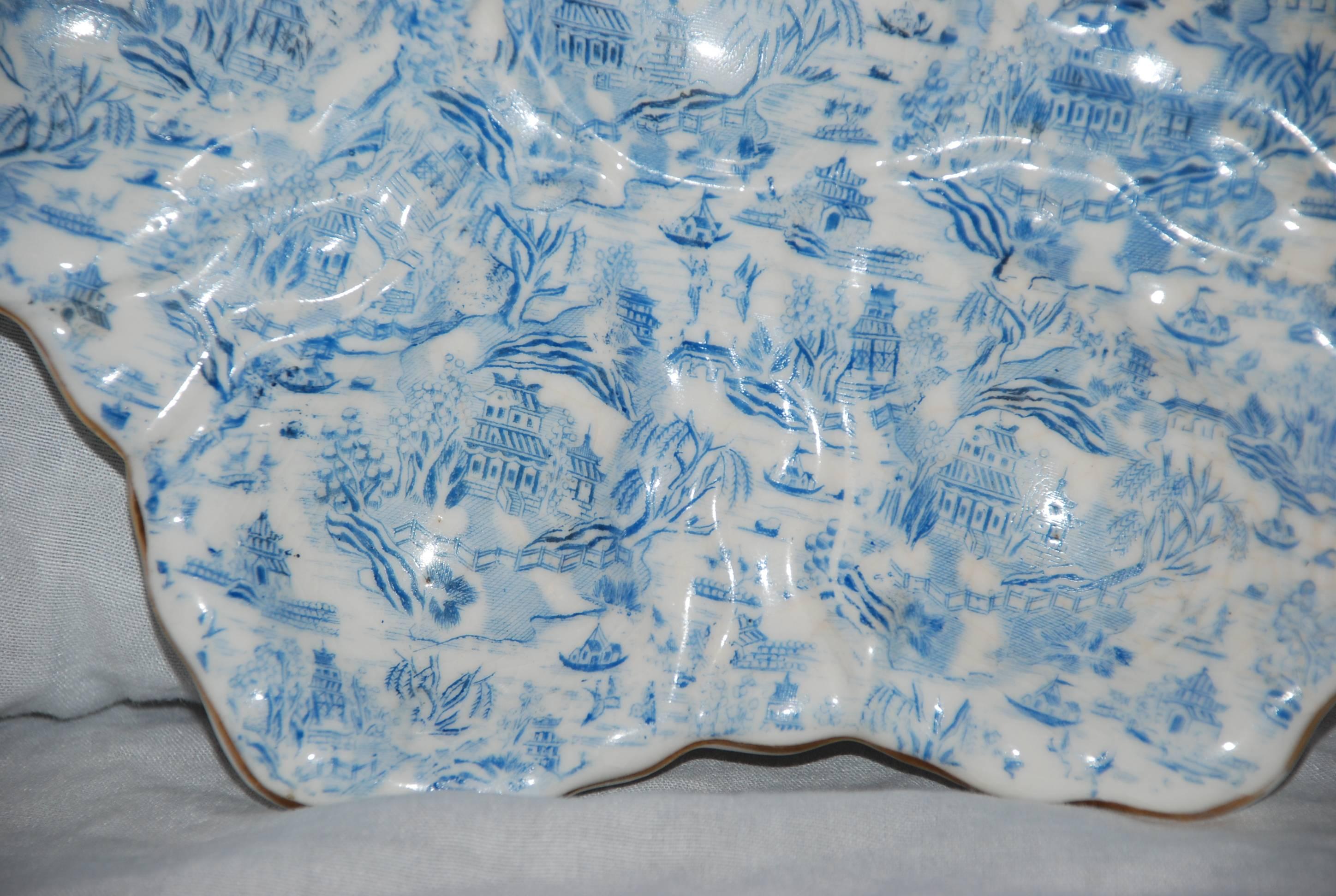 Antique hand-painted porcelain oyster plate.