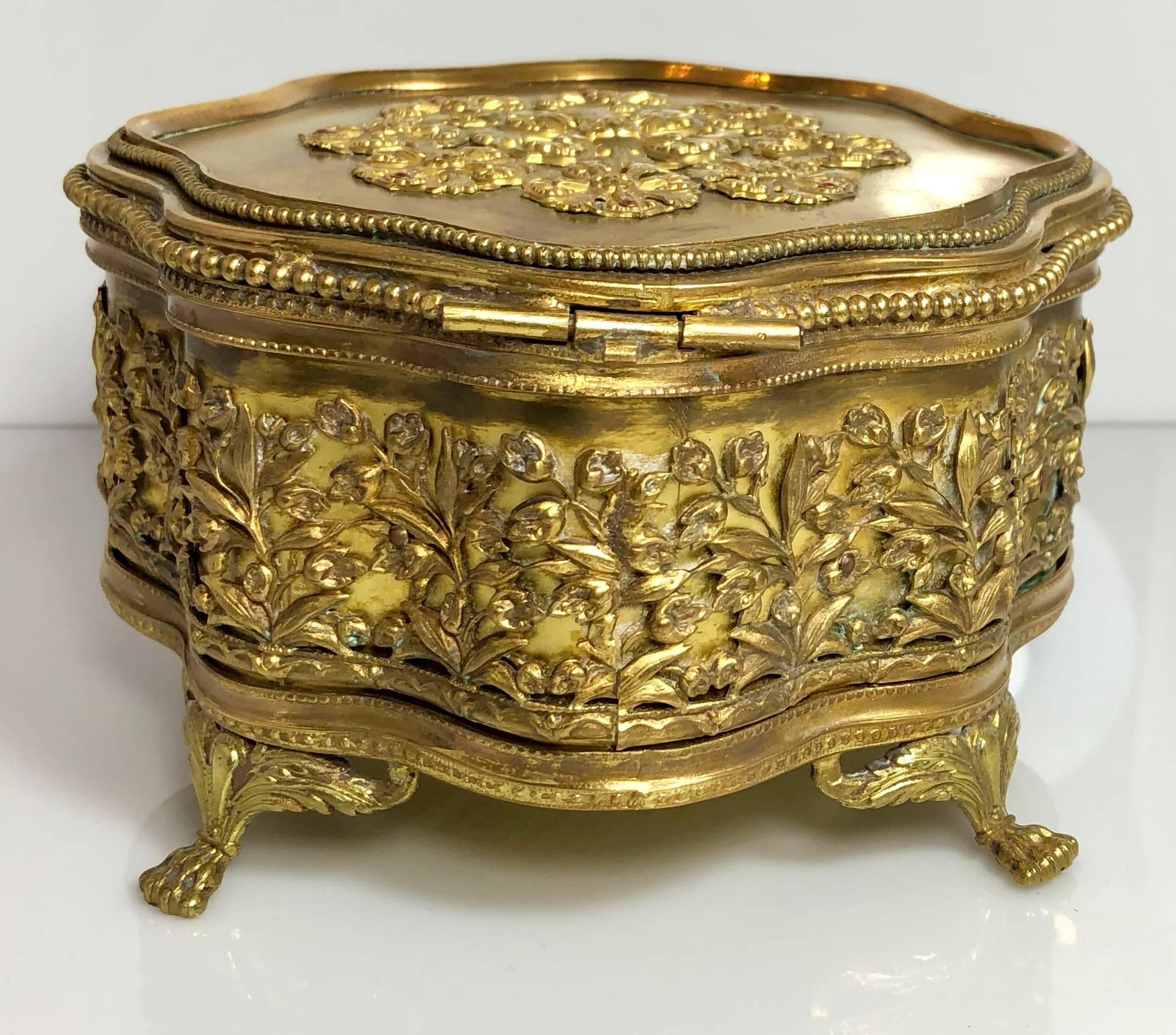 Antique French gold bronze box, circa 1890-1910.