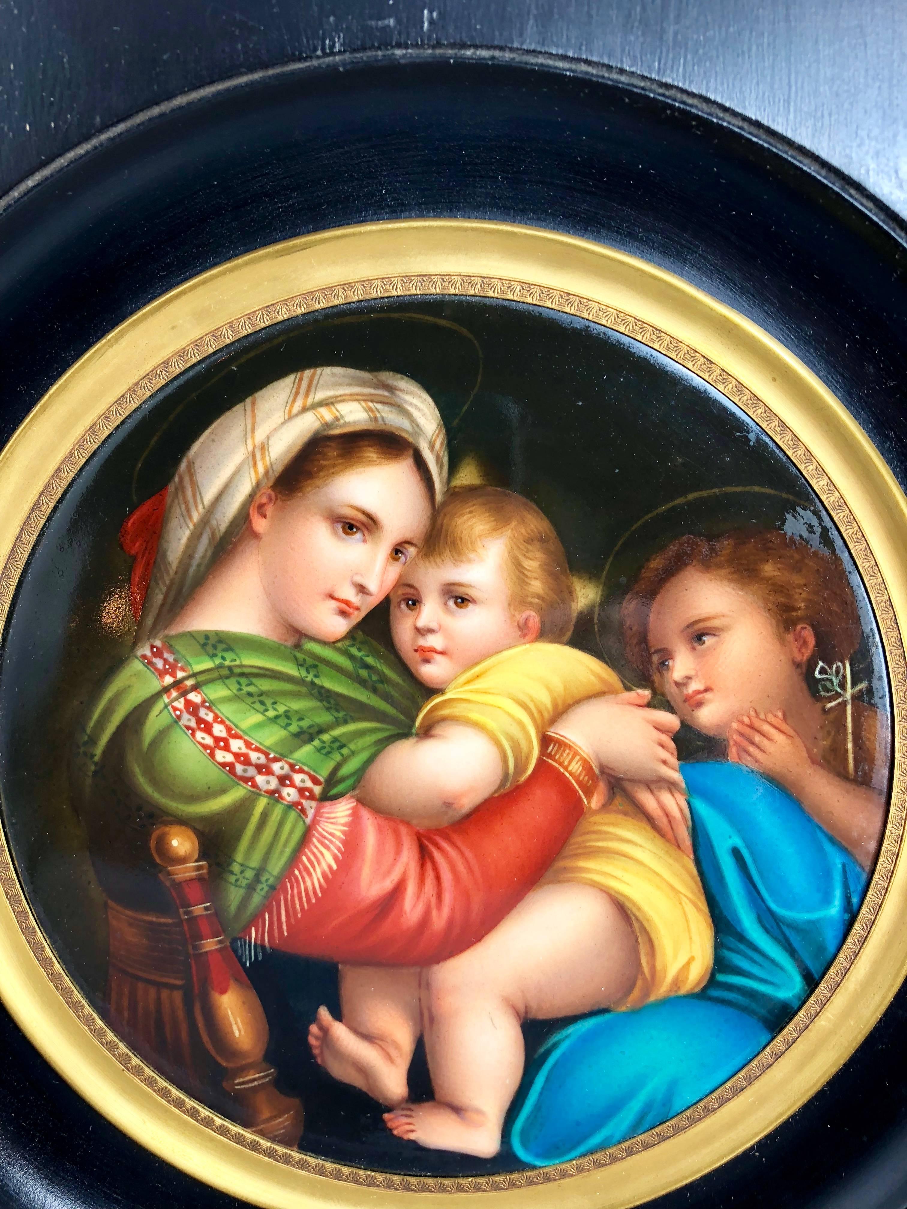 Antique Italian Hand-Painted Porcelain of Madonna and Child, circa 1900 In Excellent Condition In New Orleans, LA