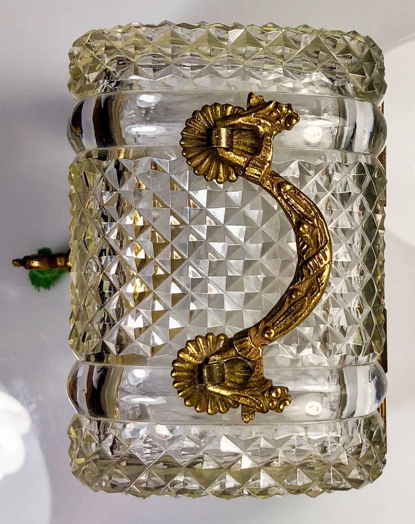 European Antique French Crystal and Bronze Doré Jewel Box, circa 1870