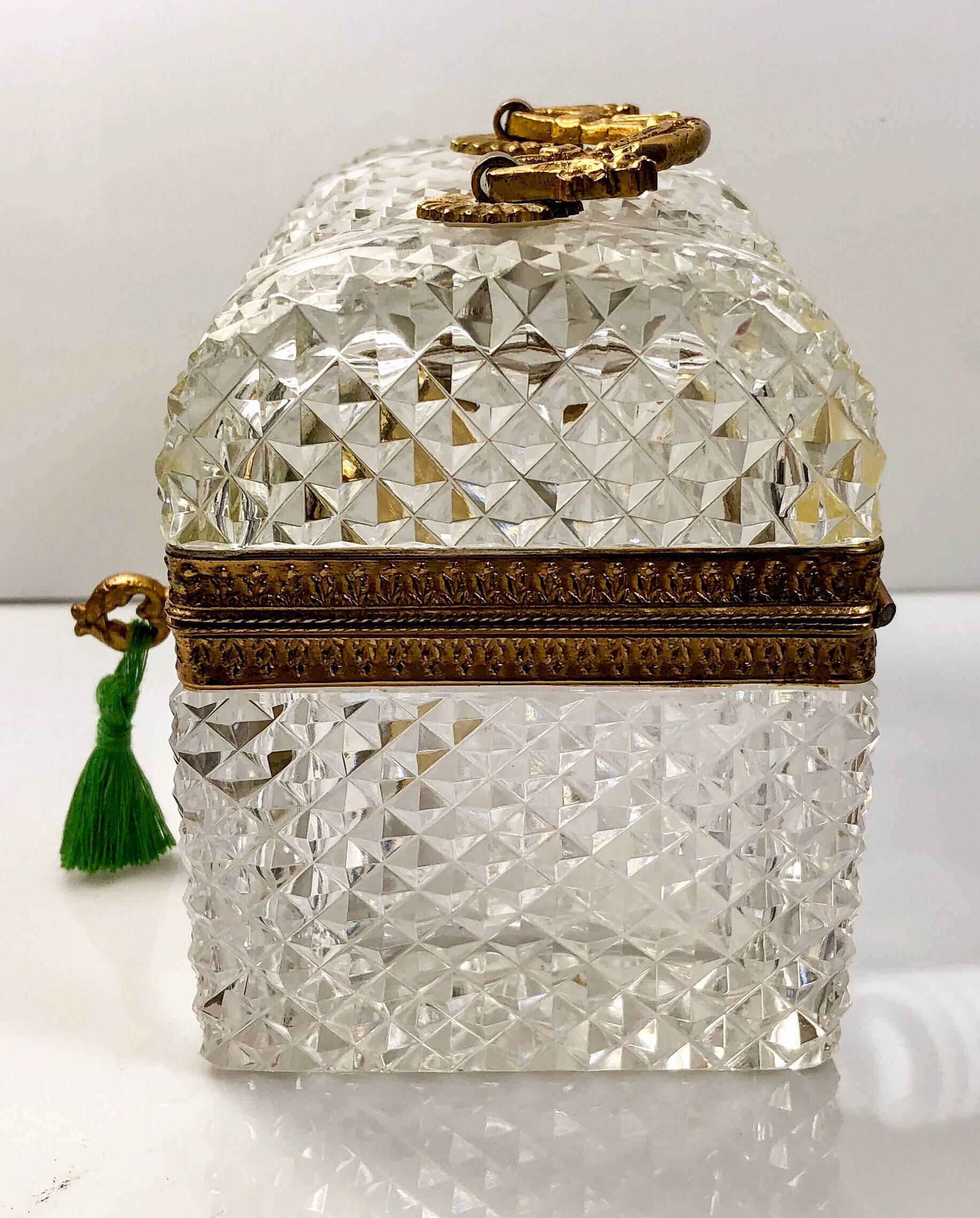 Antique French Crystal and Bronze Doré Jewel Box, circa 1870 In Excellent Condition In New Orleans, LA