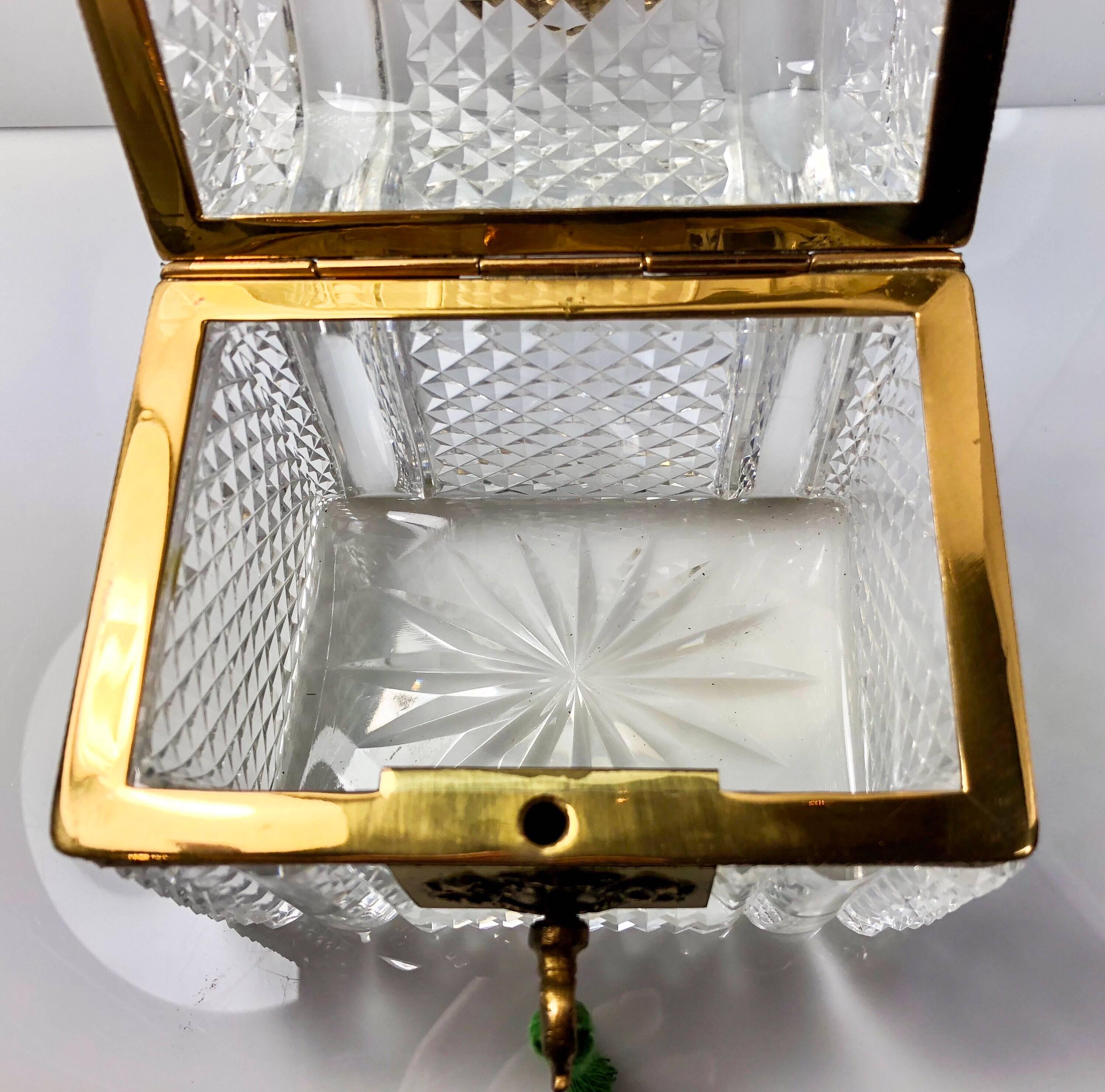 Antique French Crystal and Bronze Doré Jewel Box, circa 1870 1
